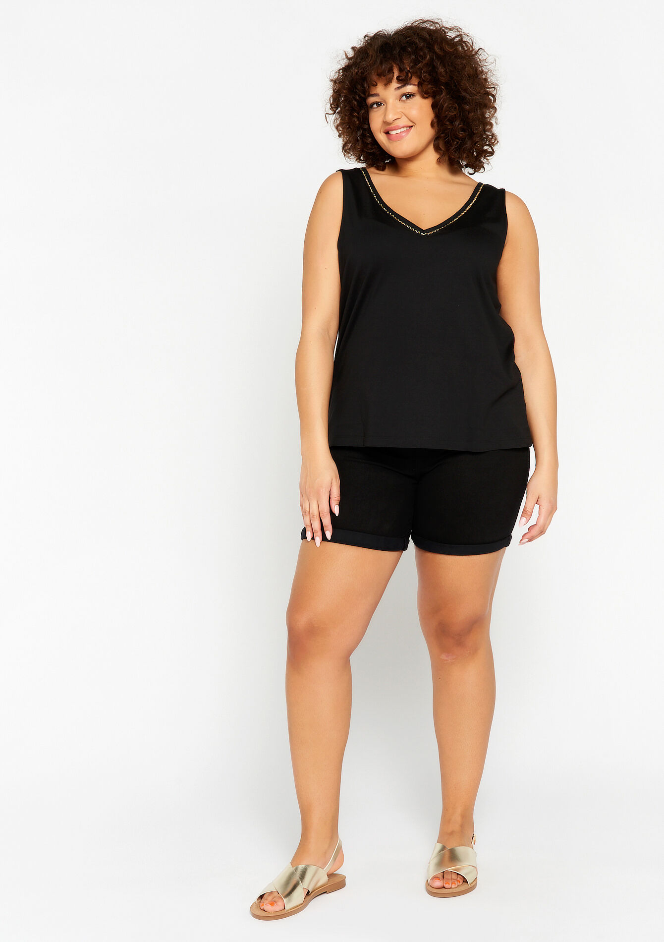 Top met V-hals, Top met V-hals - BLACK - 02200336_1119