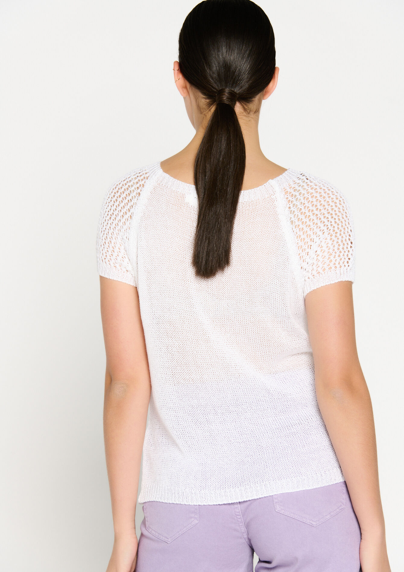 T-shirt en crochet - OFFWHITE - 02301402_1001