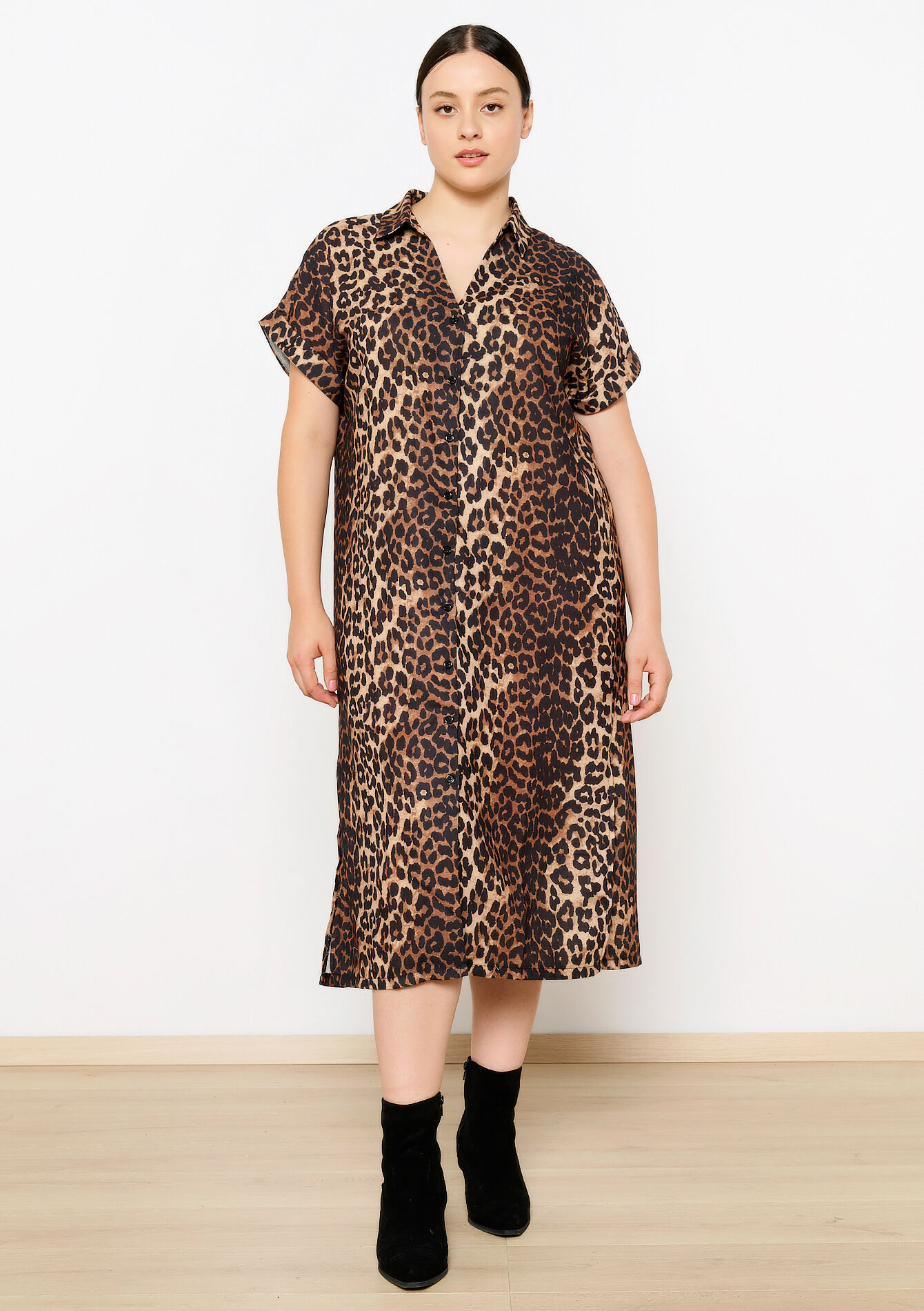 Hemdjurk met luipaardprint - CAMEL CINNAMON - 1110490