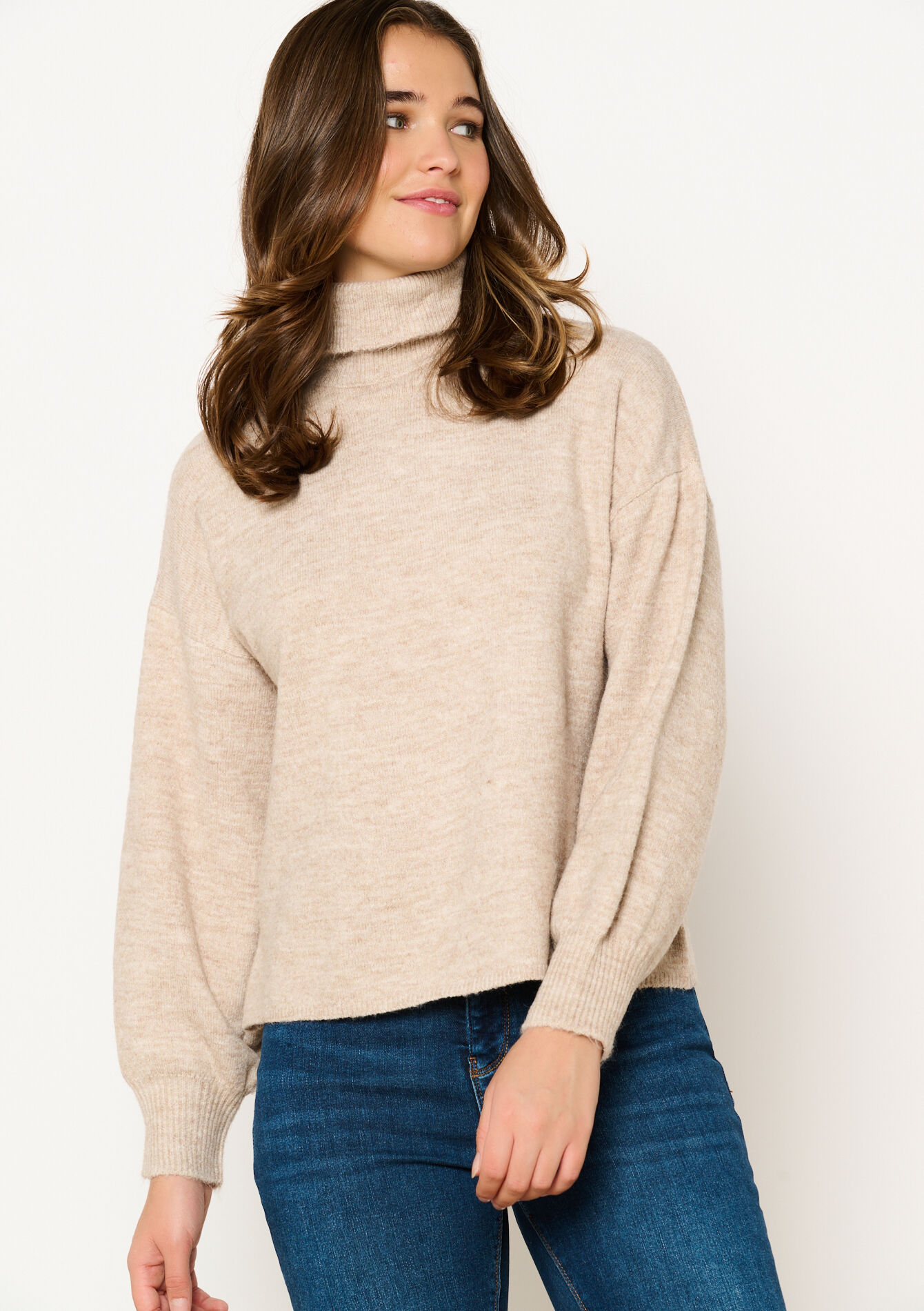 Sweater with turtleneck, Sweater with turtleneck - BEIGE CHINE - 04101156_4025