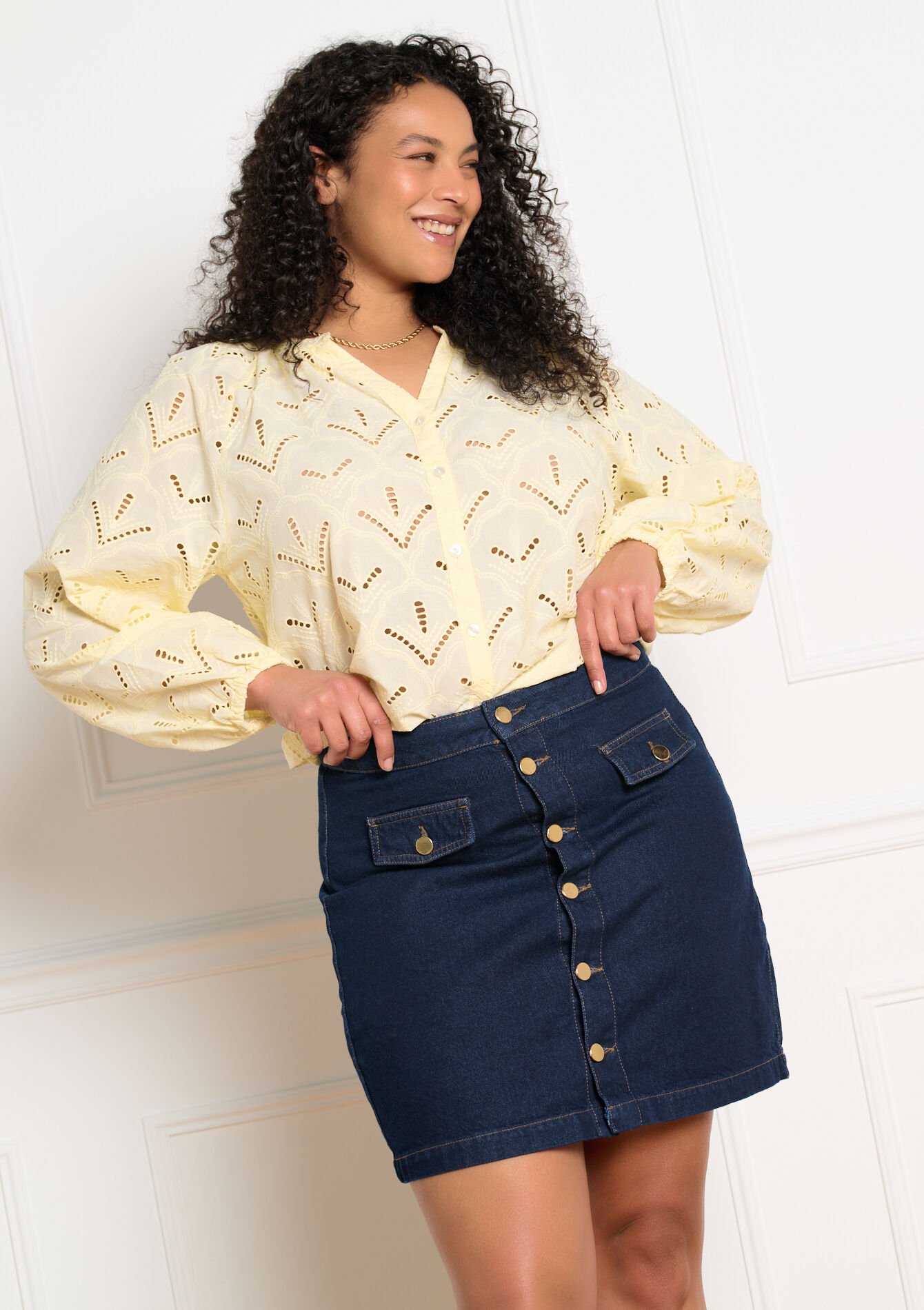 Jupe courte en denim - DARK BLUE - 07101483_0501