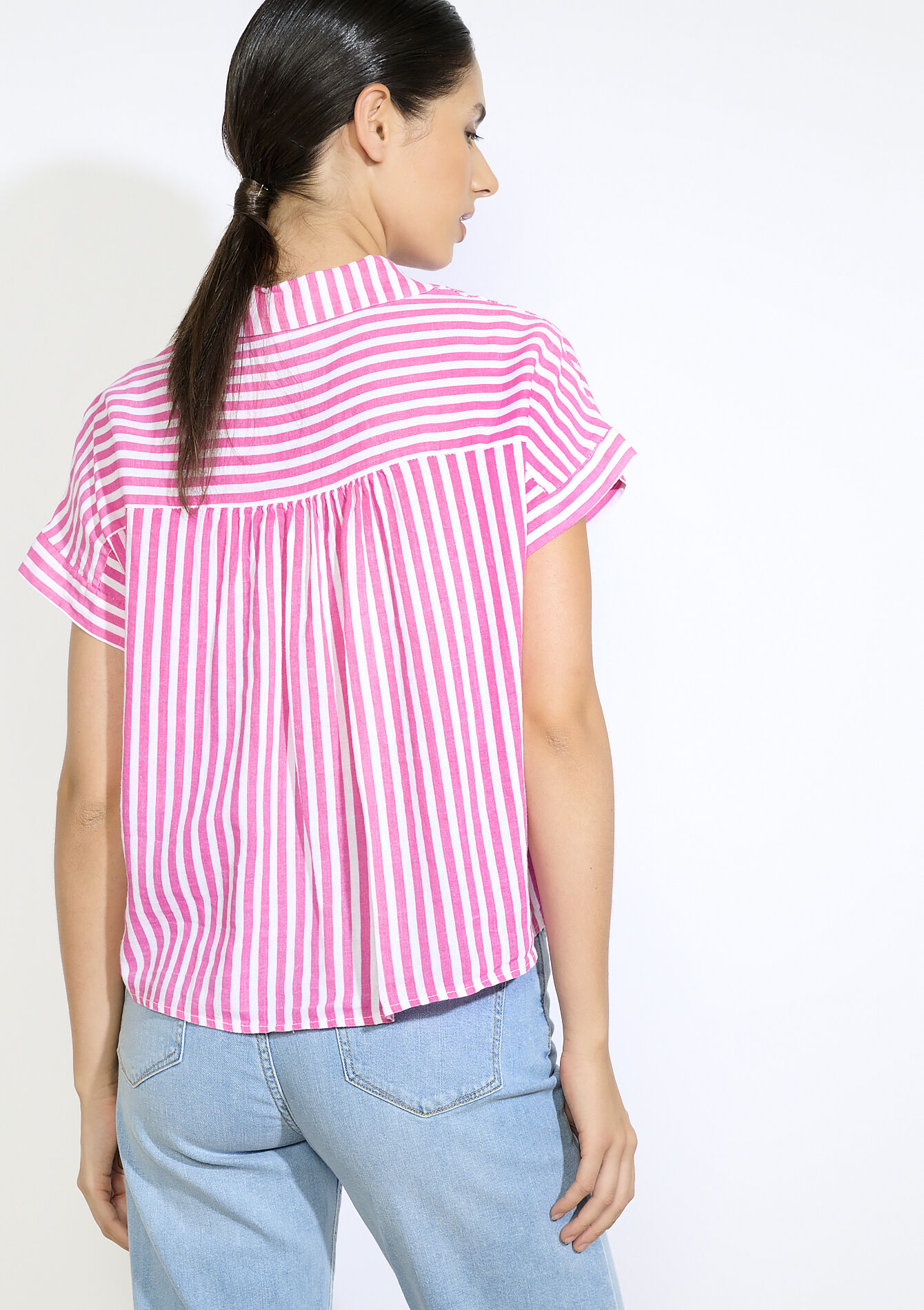 Luchtige gestreepte blouse, Luchtige gestreepte blouse - FUCHSIA - 05702845_5626