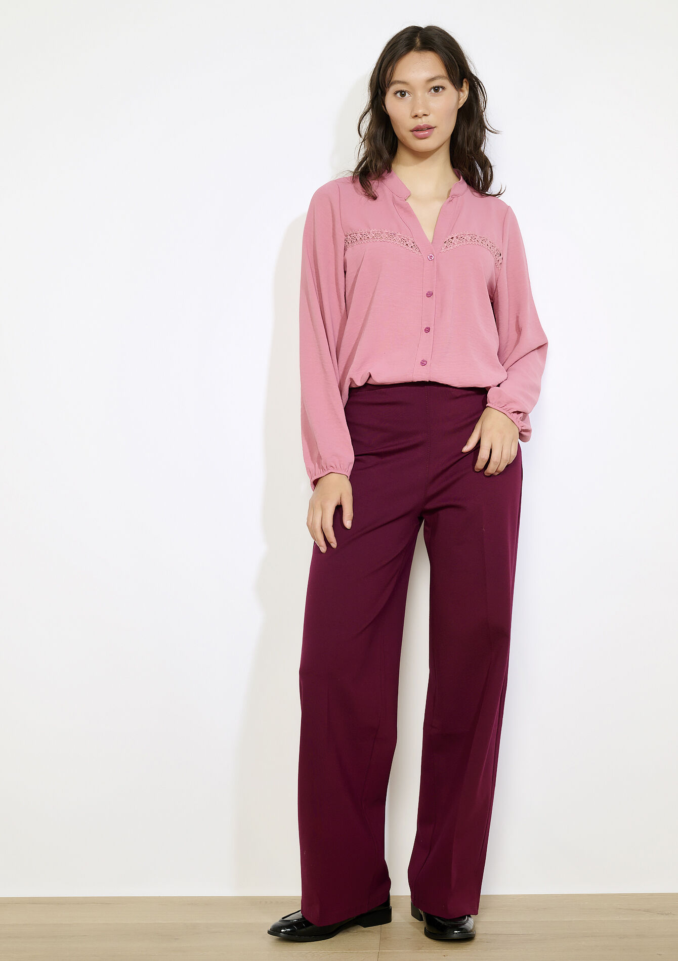 Blouse fluide à détails crochet, Blouse fluide à détails crochet - COSMETIC PINK - 05702943_5733