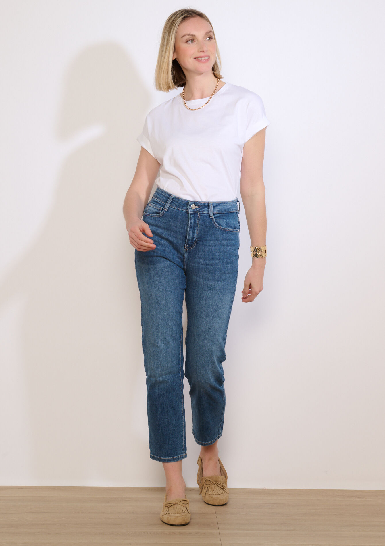 7/8 rechte jeans - MEDIUM BLUE - 22000636_0500