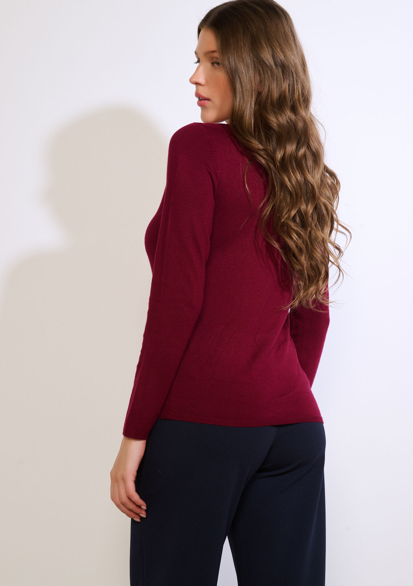 Fine long-sleeve knit - BORDEAU WINE - 04007163_1467