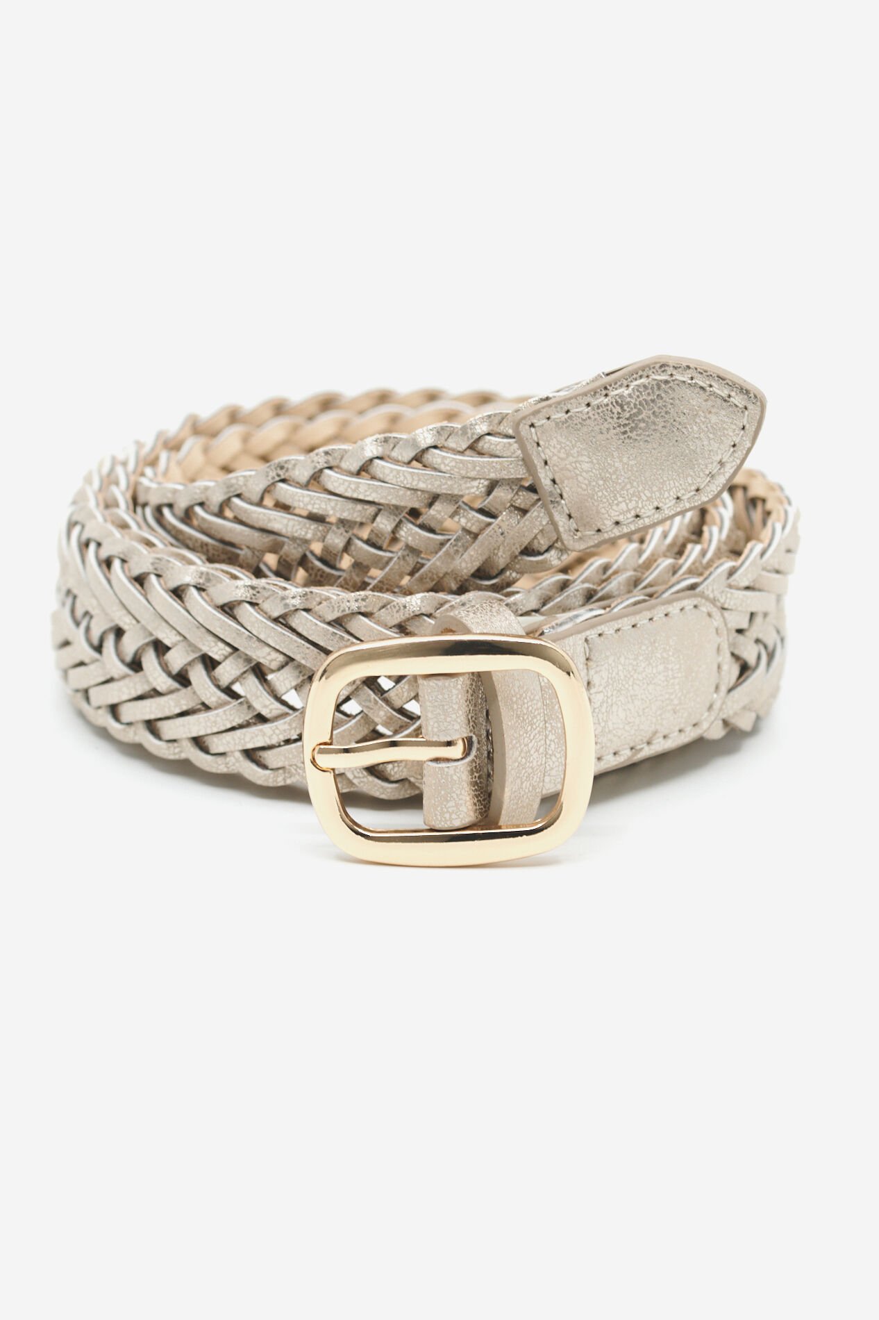 Ceinture tressée boucle dorée, , hi-res
