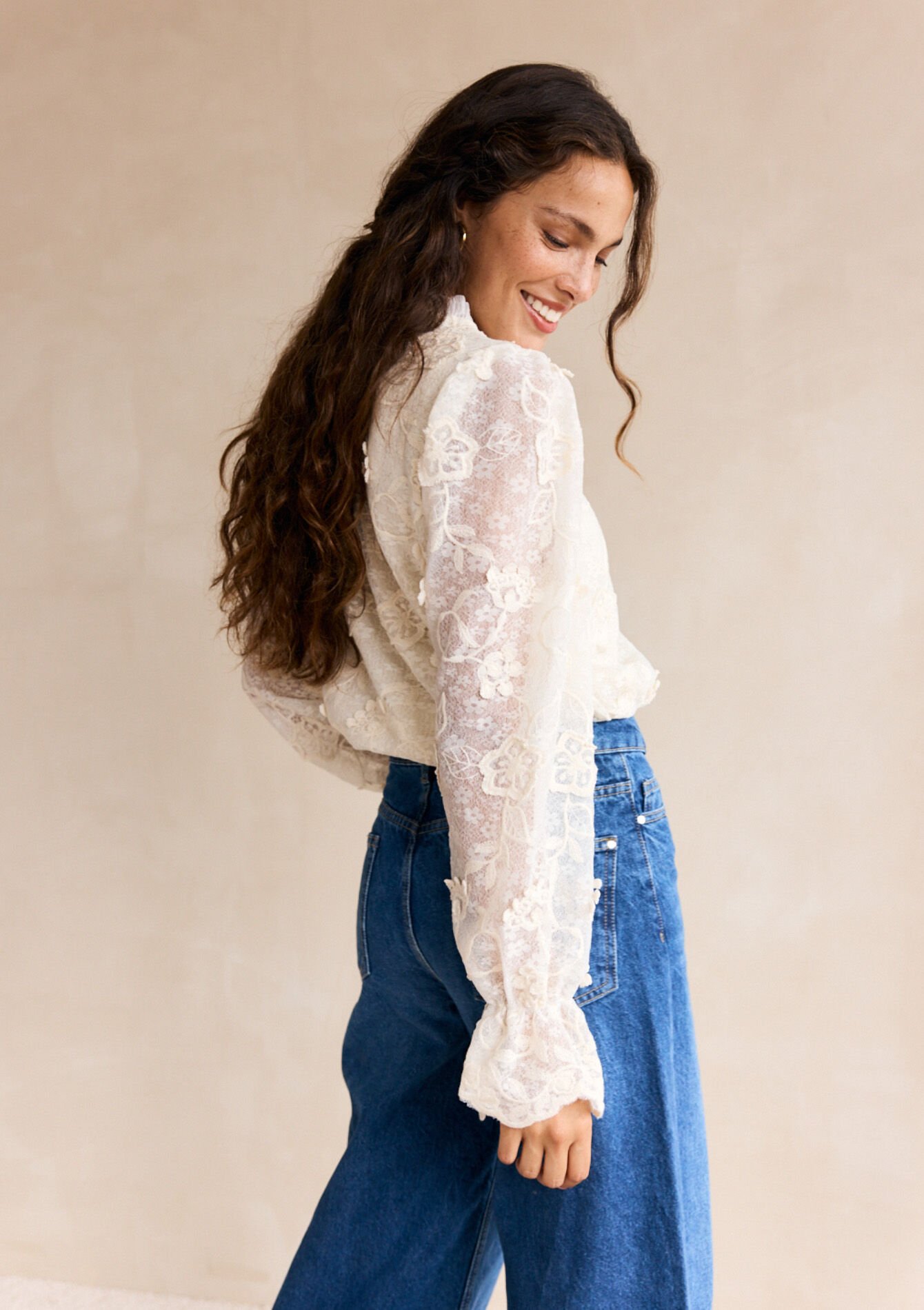 Blouse en dentelle, Blouse en dentelle - VANILLA WHITE - 05702879_1013