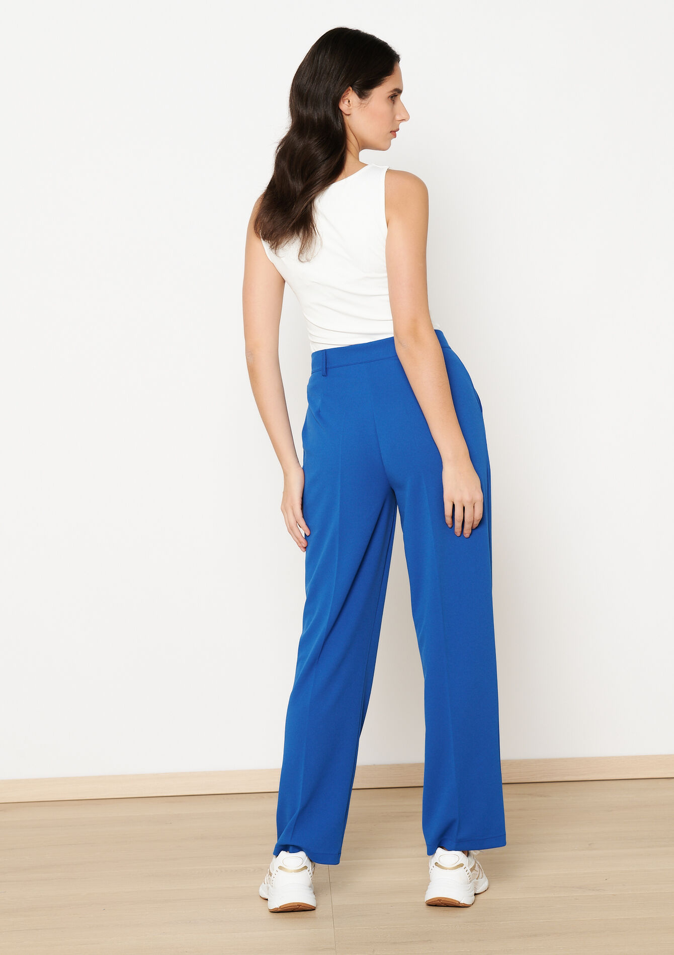 Getailleerde broek in crêpe - ROYAL BLUE - 06100702_1603