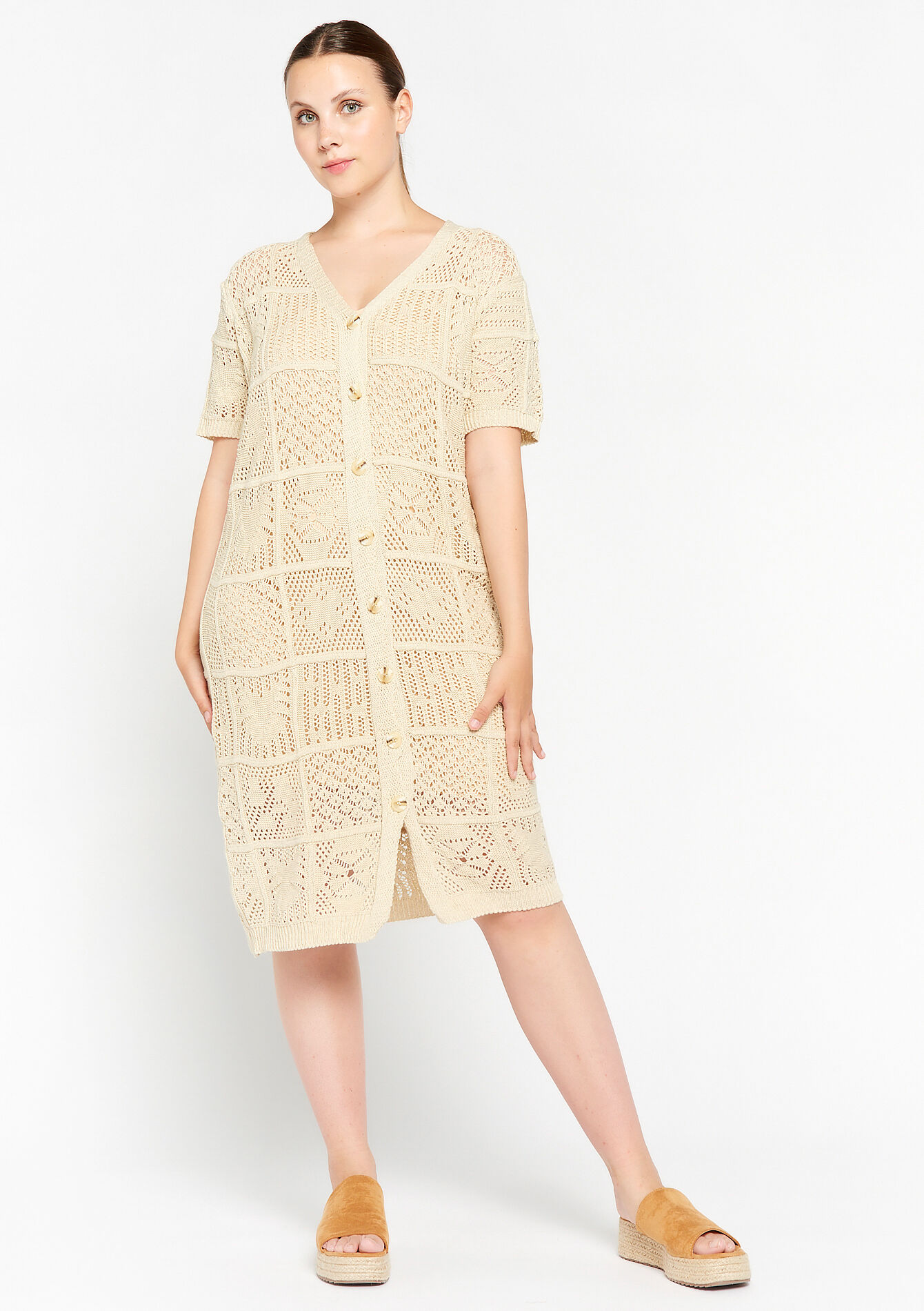 Crochet dress, Crochet dress - LT BEIGE - 08103293_2527