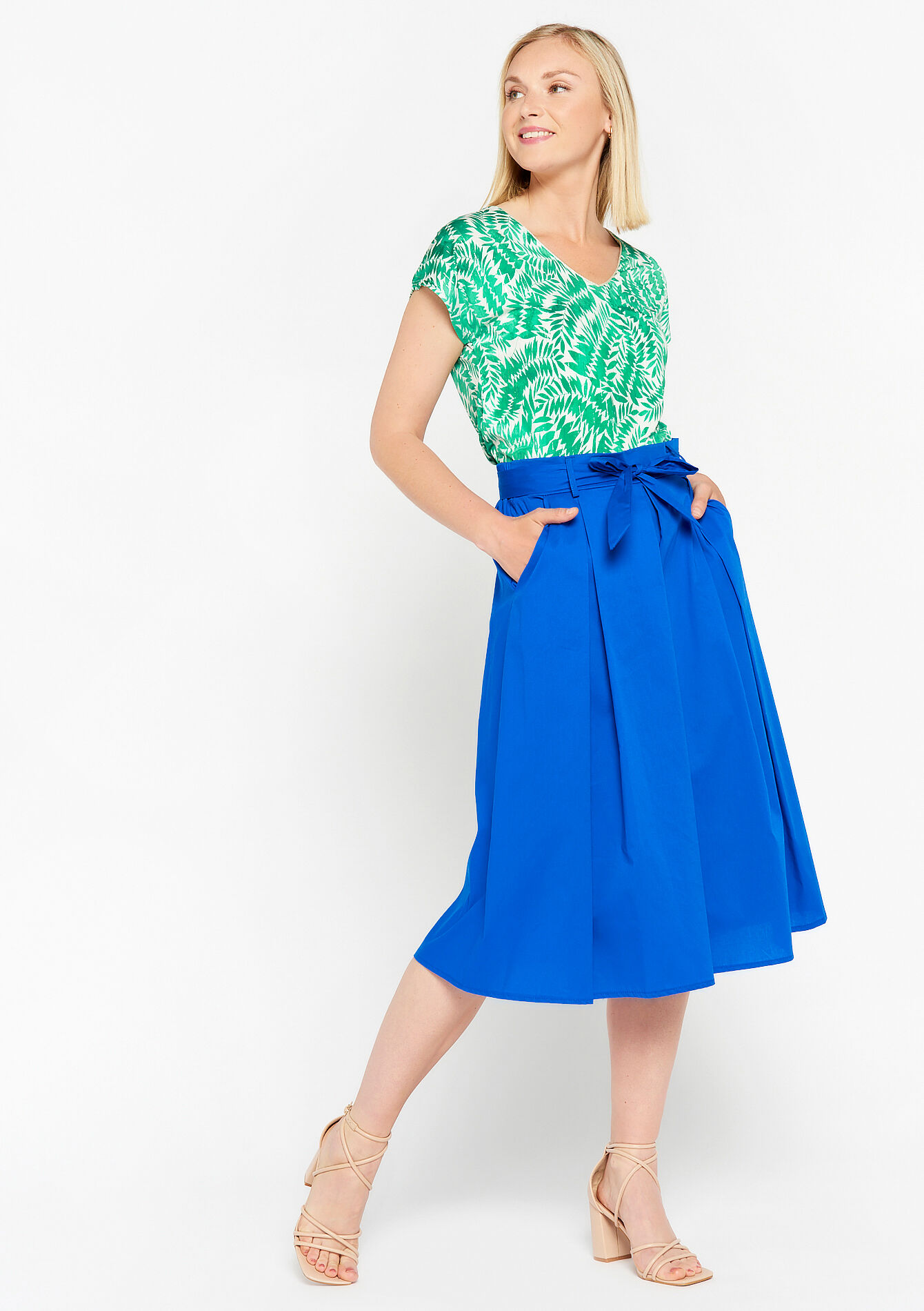 Midi popeline rok - FUCHSIA PINK - 07101141