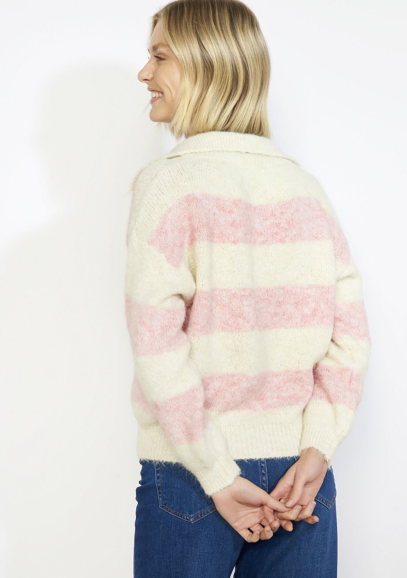 Geborstelde trui met polokraag, Geborstelde trui met polokraag - VANILLA WHITE - 04007098_1013