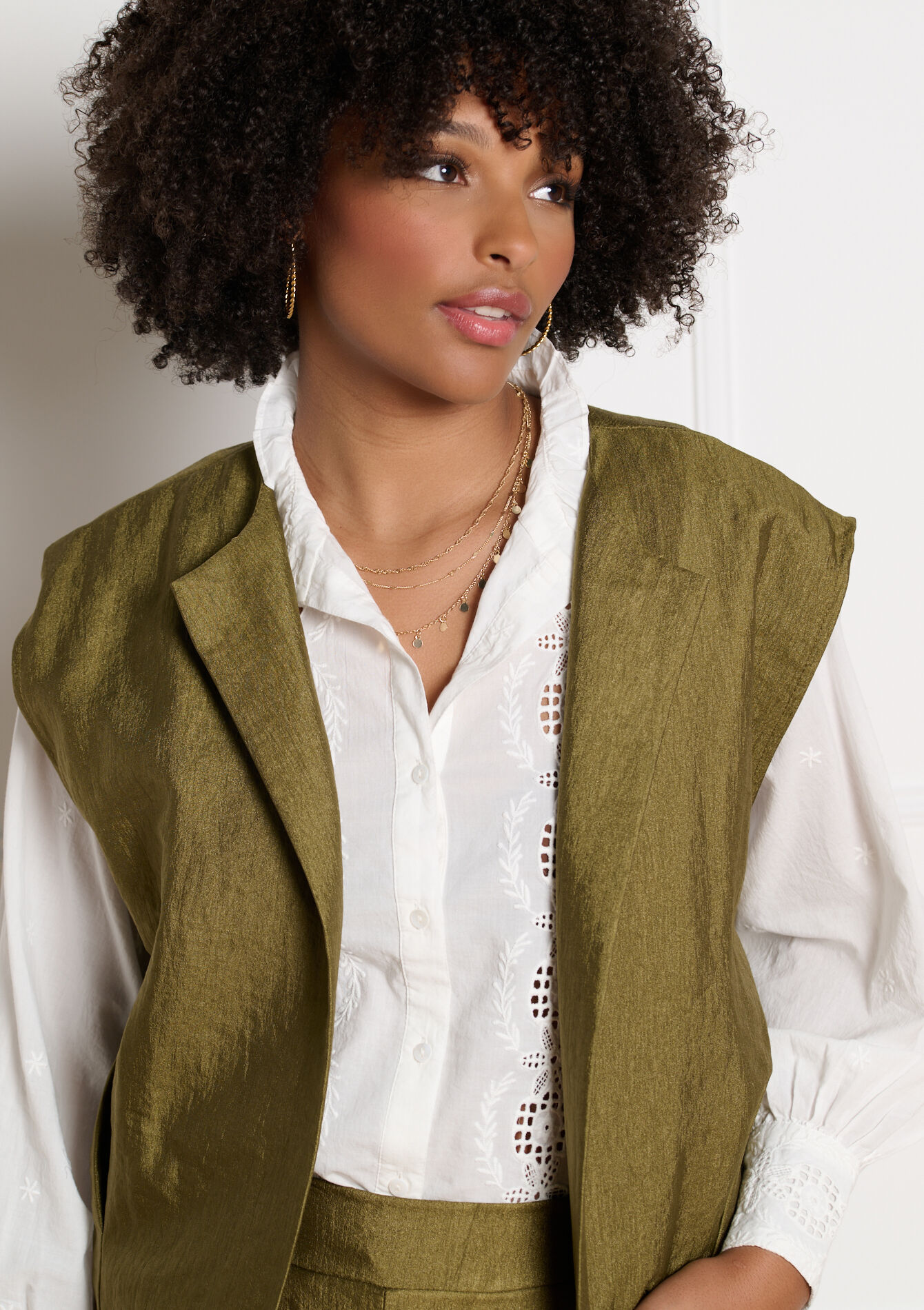 Mouwloos soepel gilet - GREEN MOSS - 09001528_4504