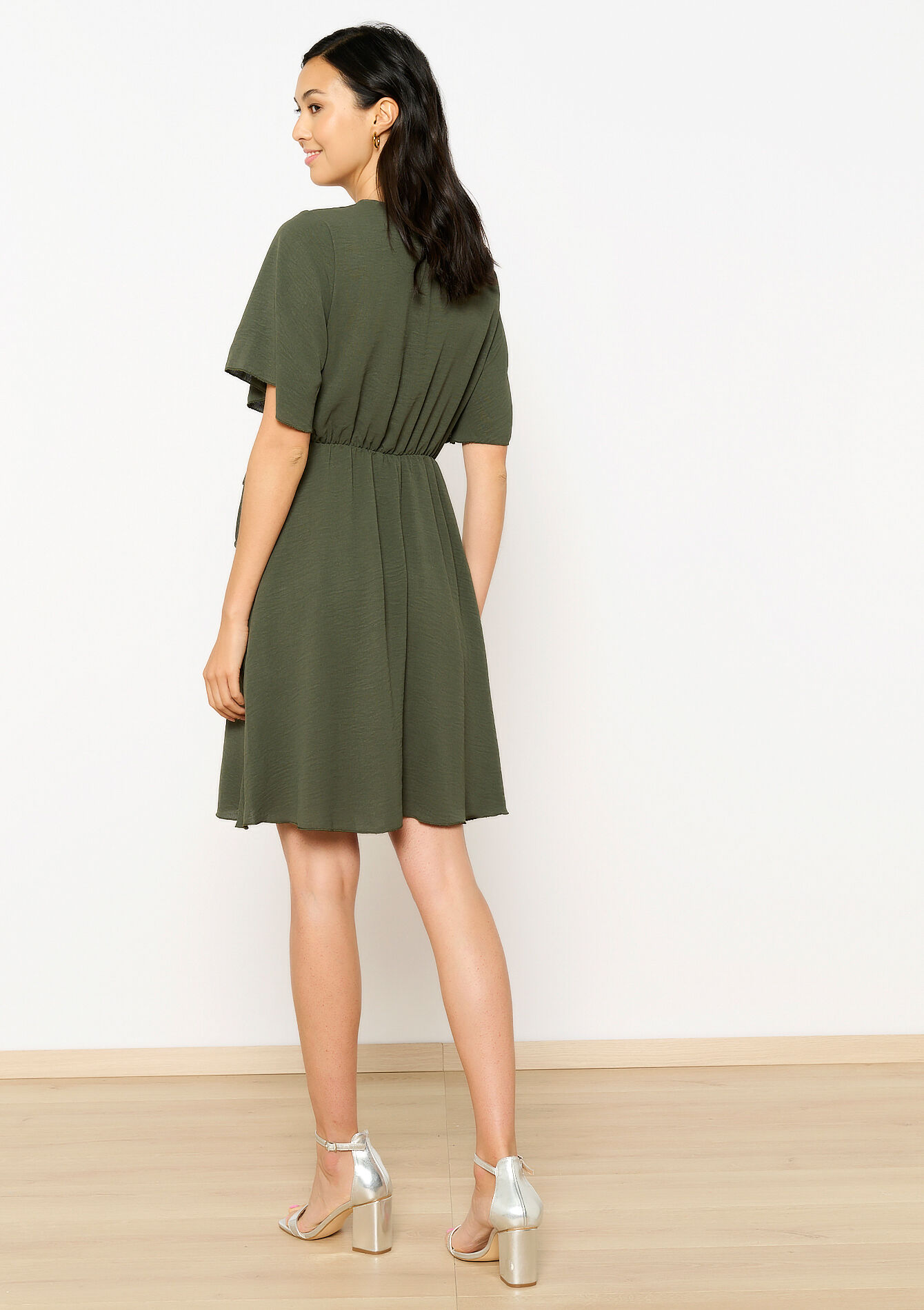 Wikkeljurk met vlindermouwen, Wikkeljurk met vlindermouwen - KHAKI ARMY - 08103522_4314