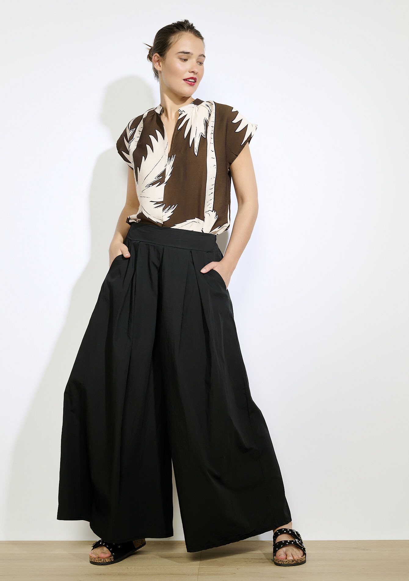 Losvallende soepel vallende broek, Losvallende soepel vallende broek - BLACK - 06601004_1119