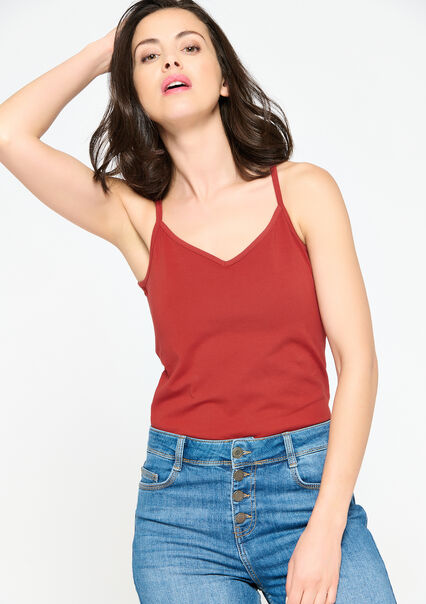 Top with spaghetti straps - BORDEAUX RUST - 02200274_2546