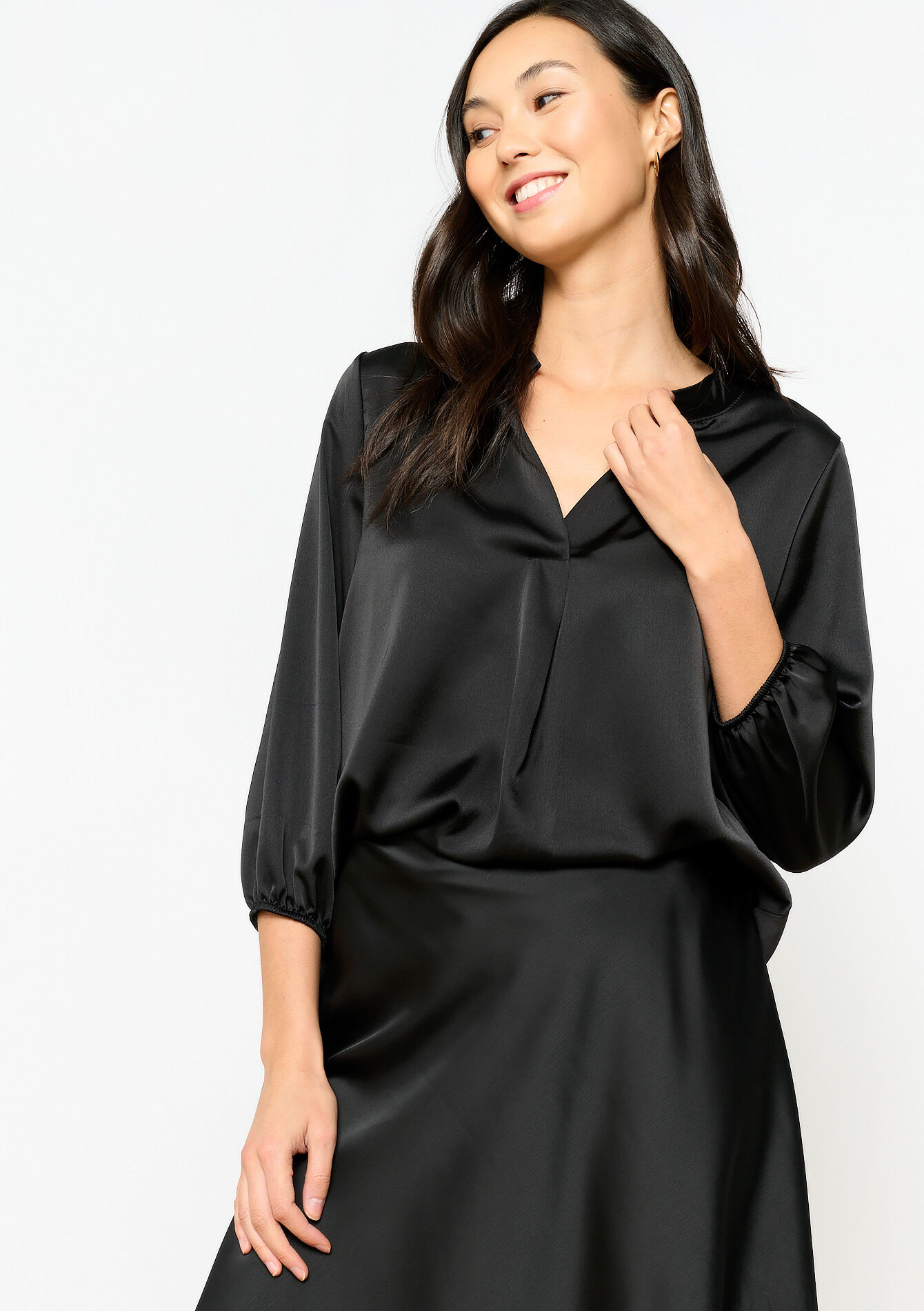 Blouse en satin - BLACK - 05702388_0503