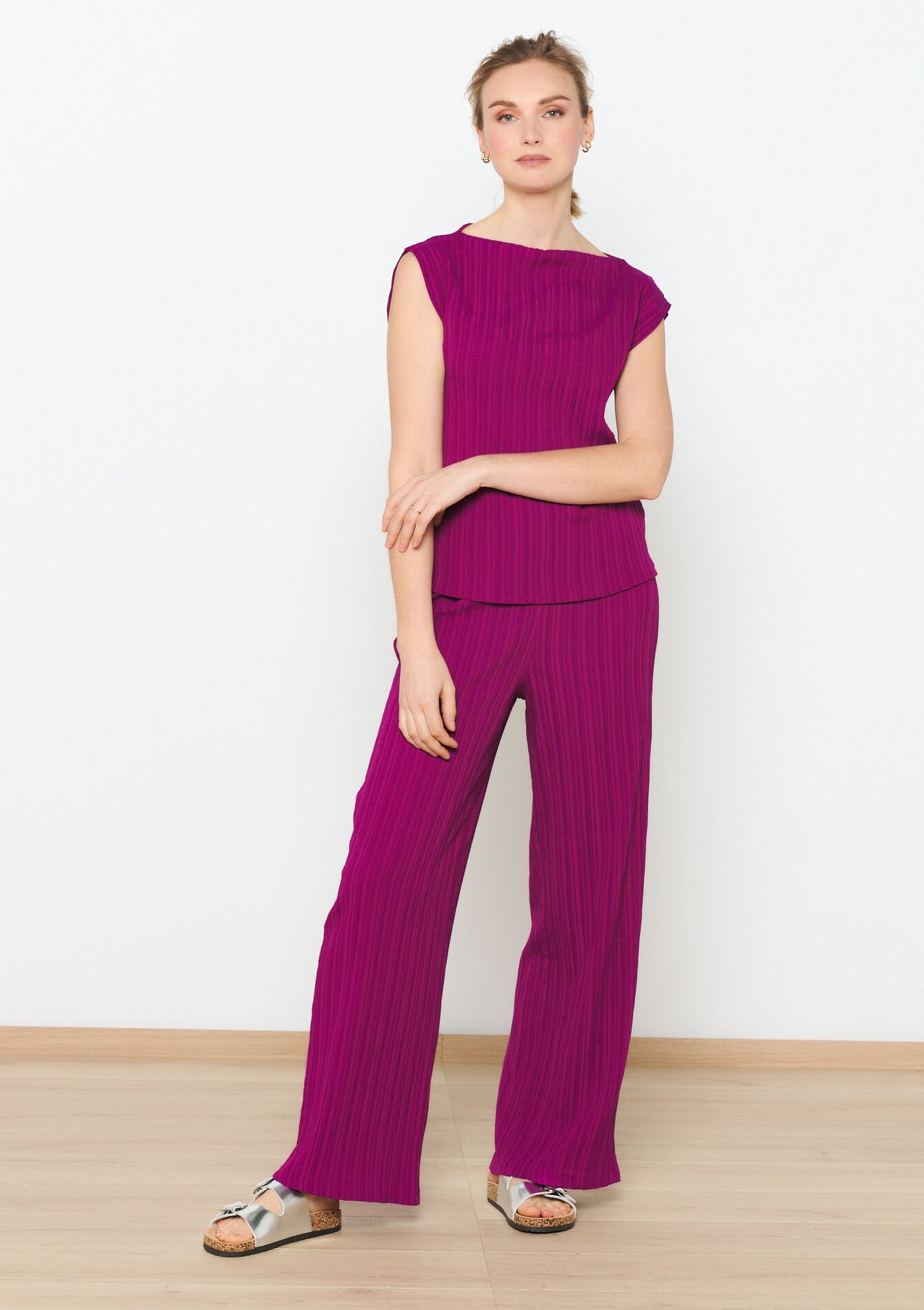 Mouwloze top met plissé, Mouwloze top met plissé - VIOLINE - 05702454_2576