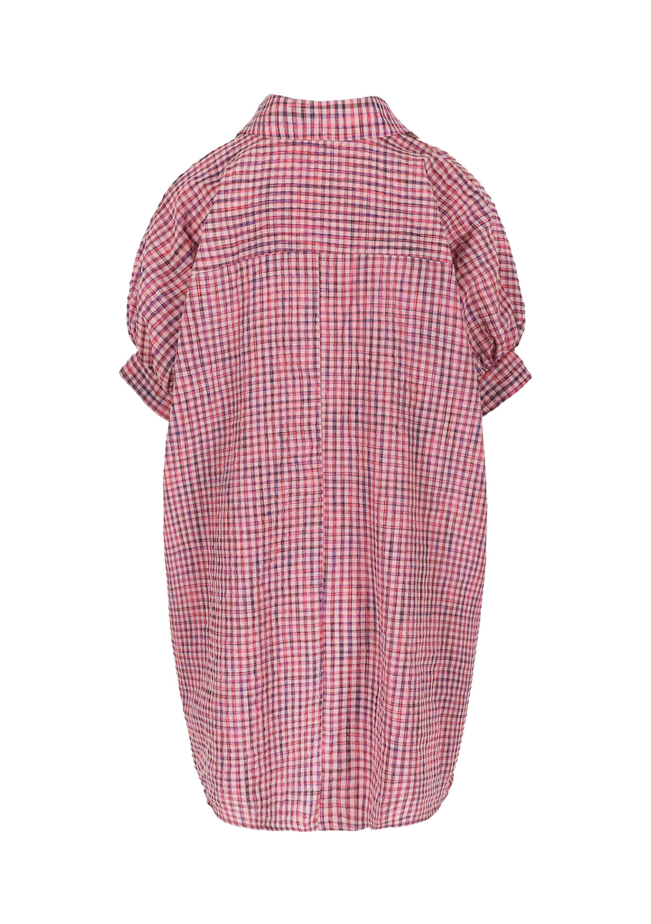 Gingham short shirt dress, Gingham short shirt dress - PINK BUBBLEGUM - 08104449_1477