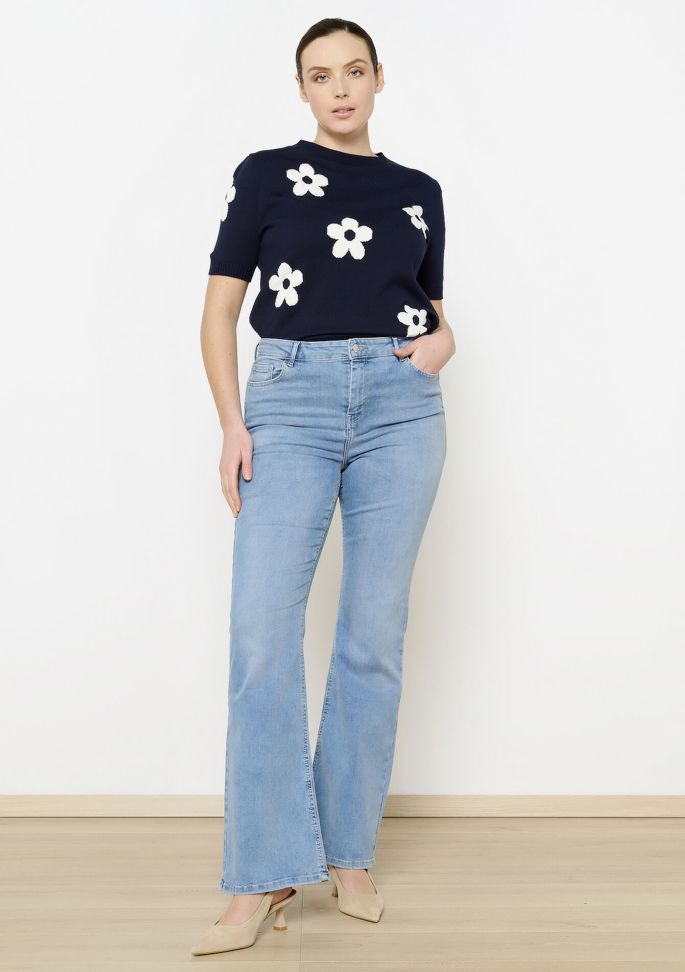 Bootcut jeans met hoge taille - BLUE BLEACHED - 22000559_0502