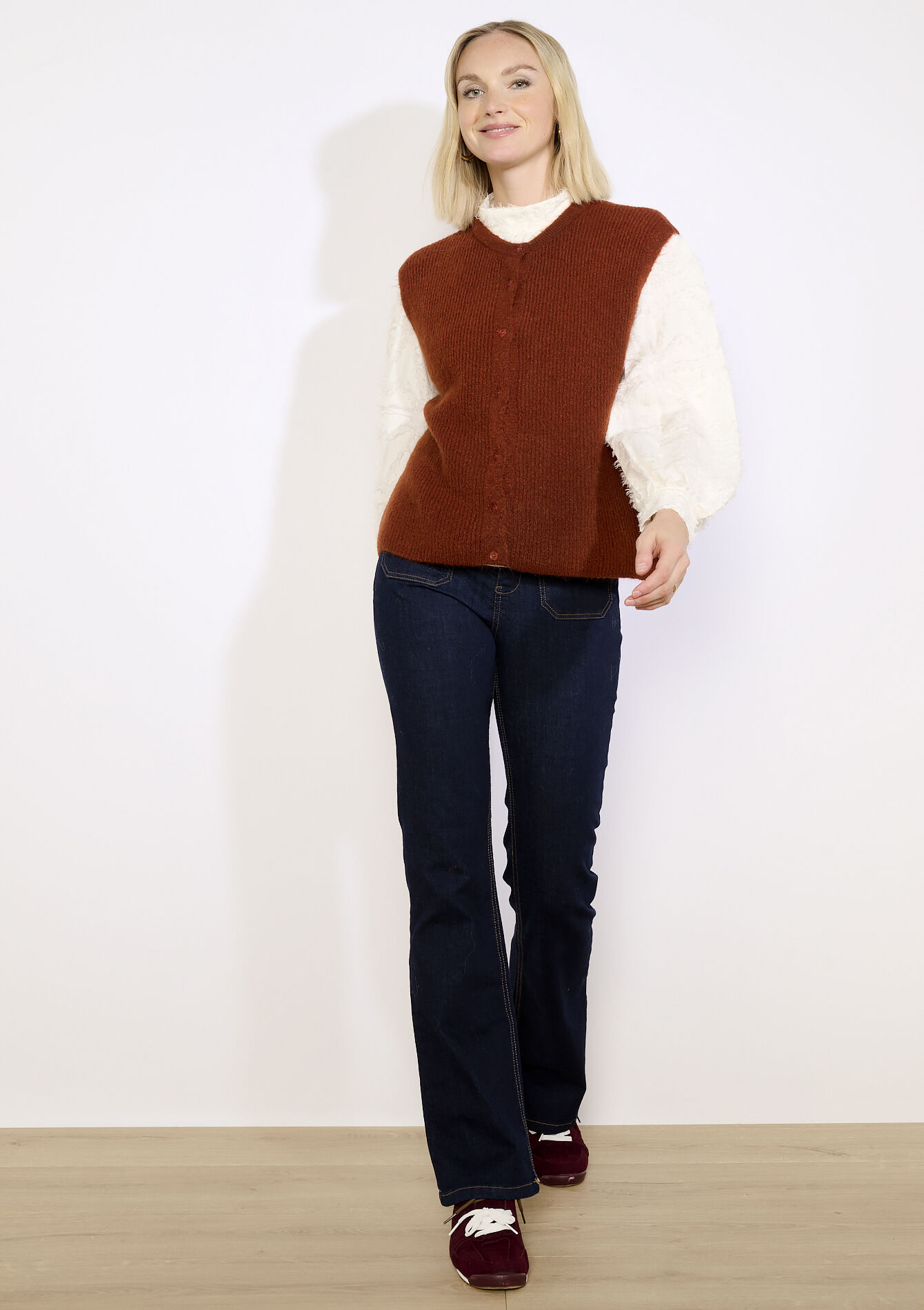 Soft sleeveless vest, Soft sleeveless vest - TERRACOTTA - 04101334_5303