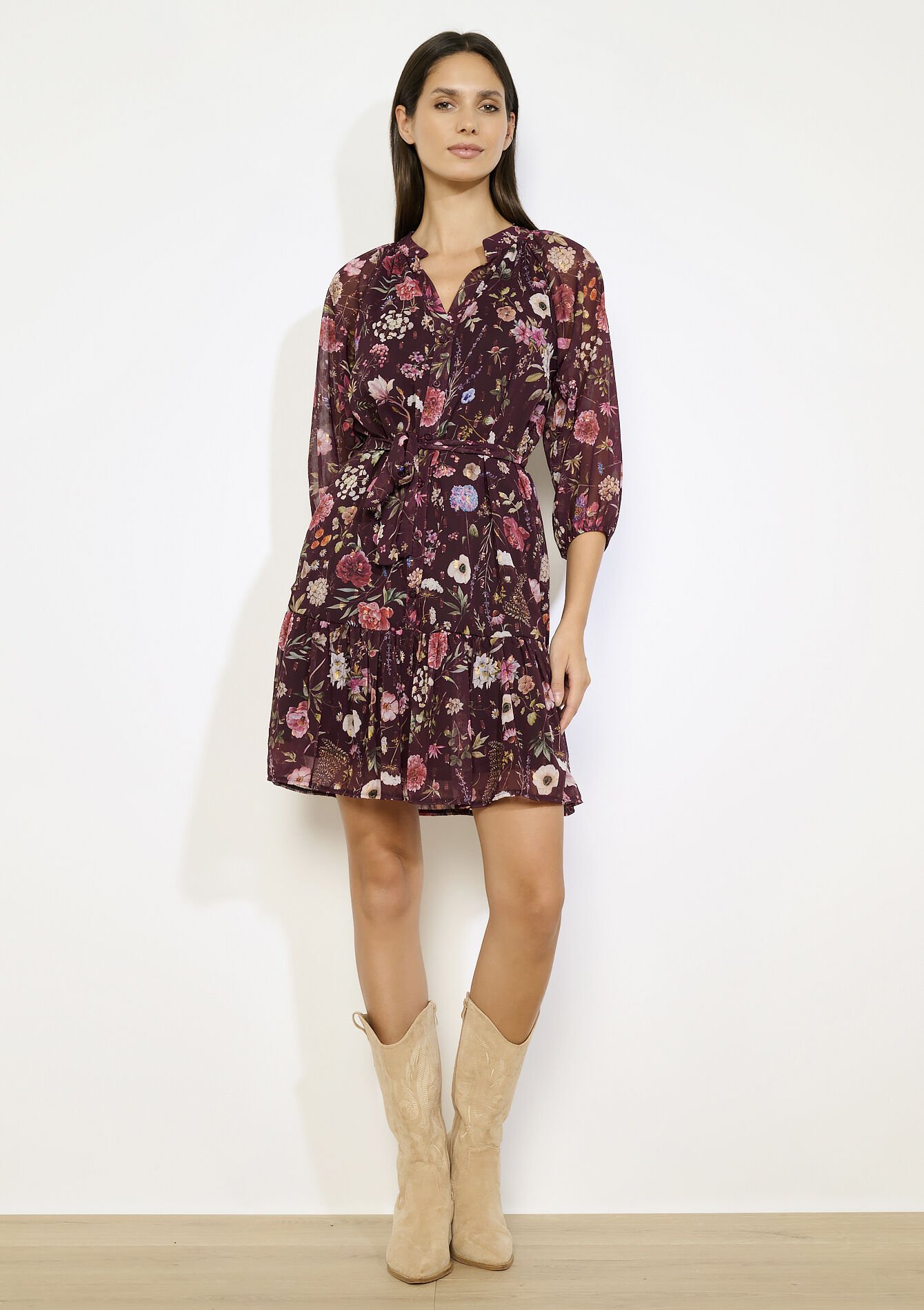 Robe fluide à imprimé floral, Robe fluide à imprimé floral - BORDEAUX WINE - 08104310_5514