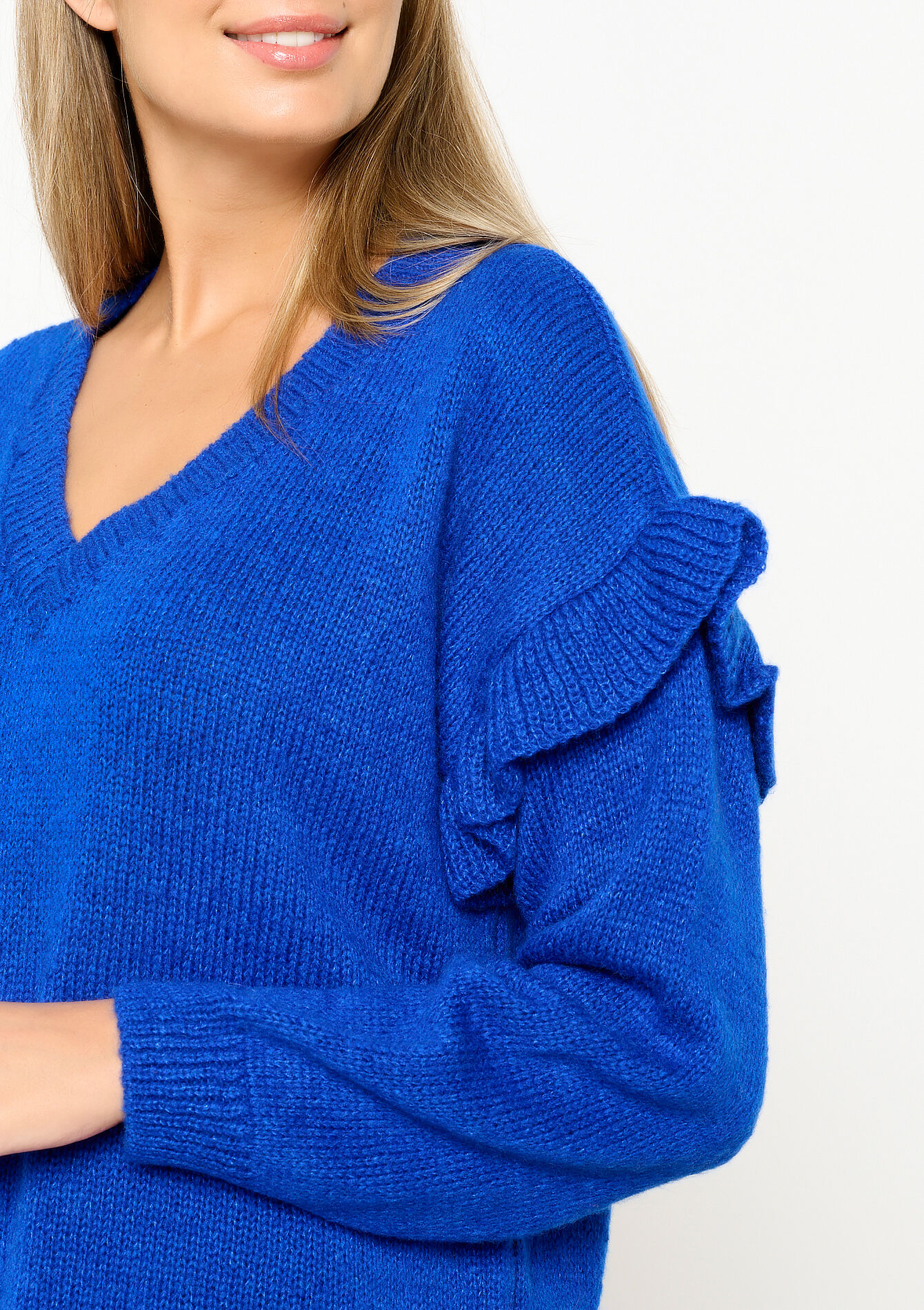 Trui  met ruches op mouwen - BLUE FAIENCE - 04006463_1584