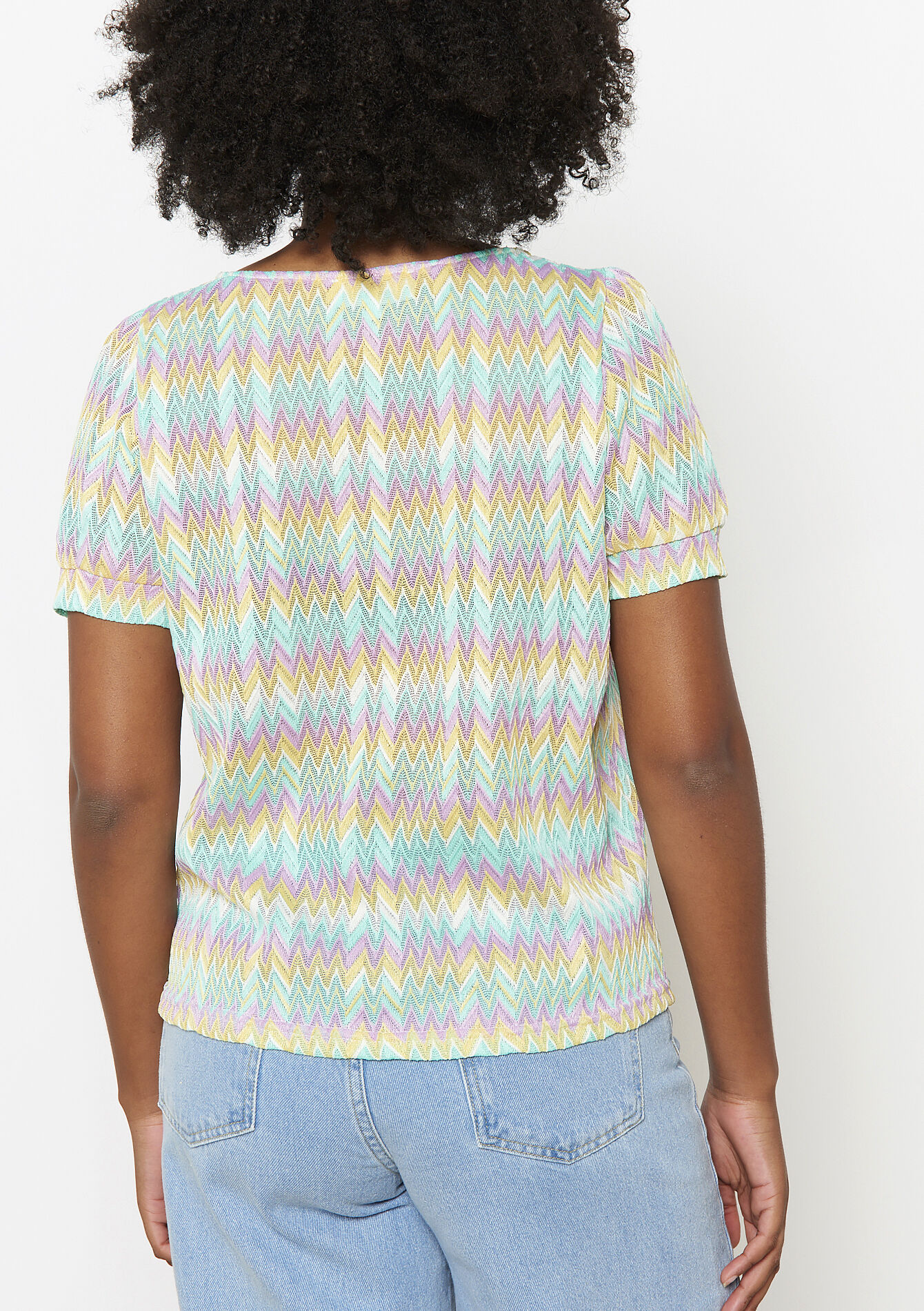 Chevron top met textuur, Chevron top met textuur - YELLOW PASTEL - 02301818_5004