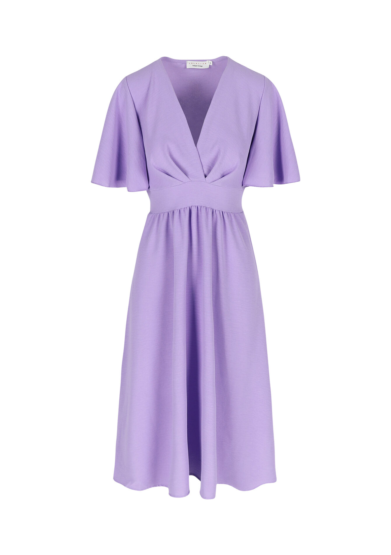 Midi dress with V-neck, Midi dress with V-neck - PASTEL LILAC - 08103534