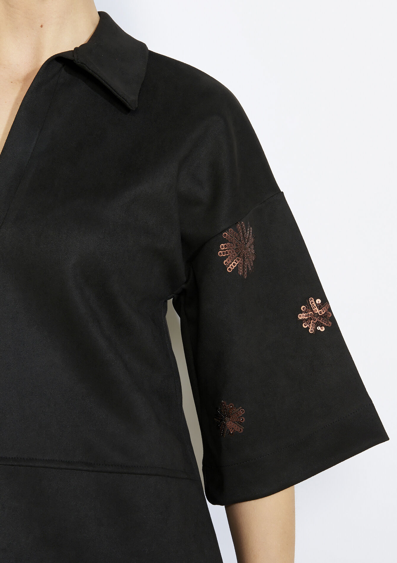 Rechte suèdine jurk, Rechte suèdine jurk - BLACK - 08104419_1119