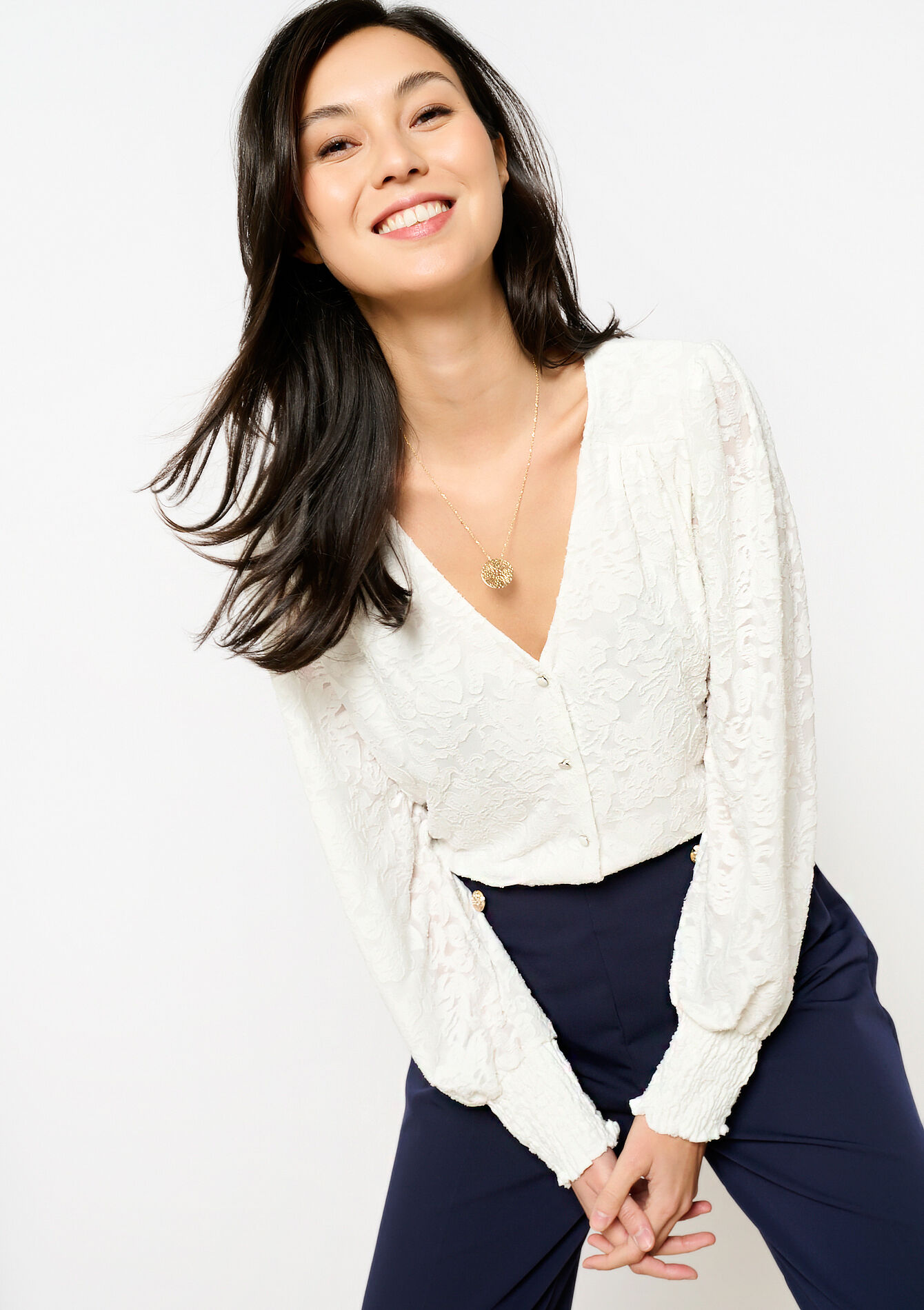 T-shirt avec fleurs brodées, T-shirt avec fleurs brodées - OPTICAL WHITE - 02400328