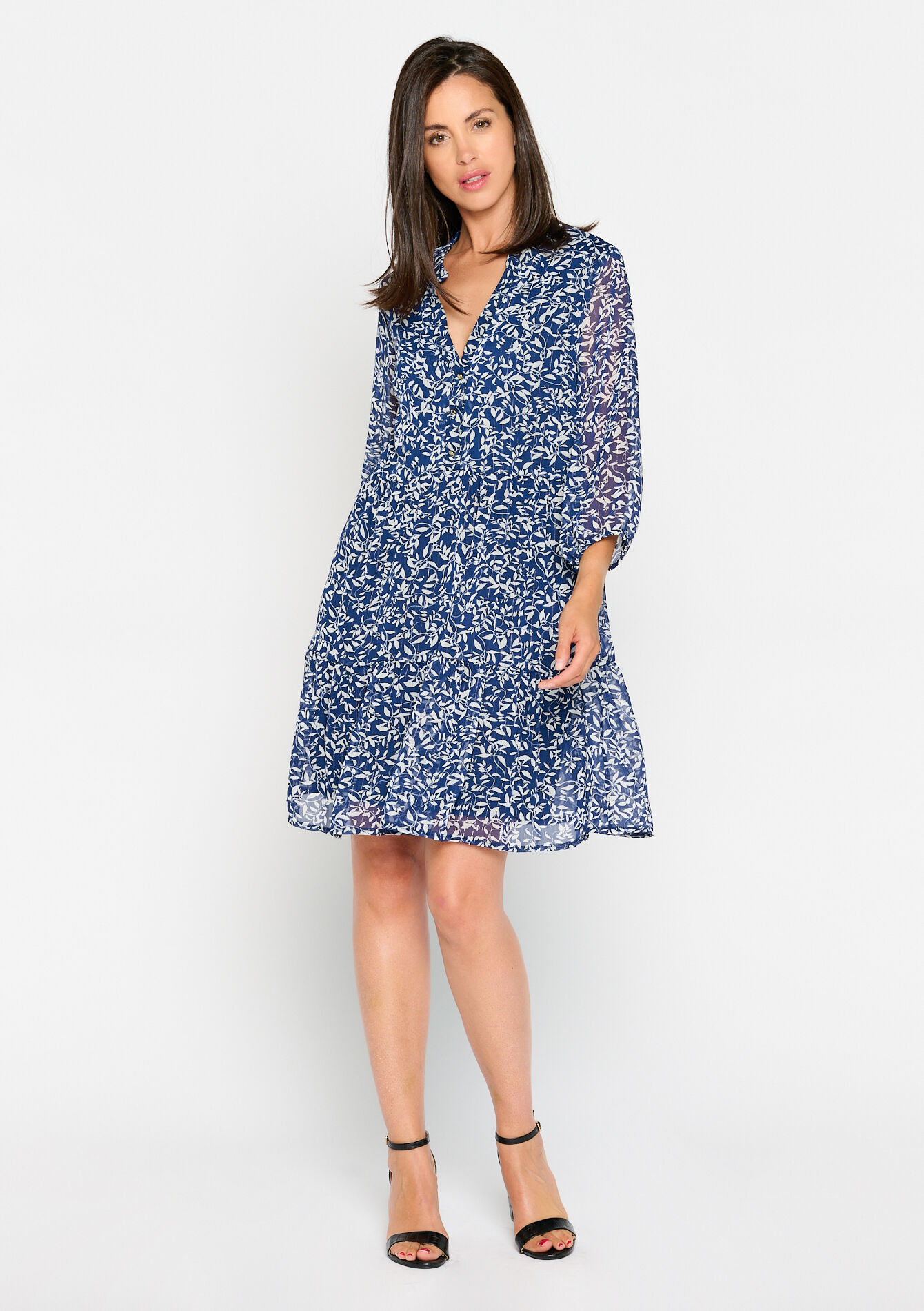 Robe à imprimé fleuri en lurex, Robe à imprimé fleuri en lurex - NAVY BASIC - 08102983_2723
