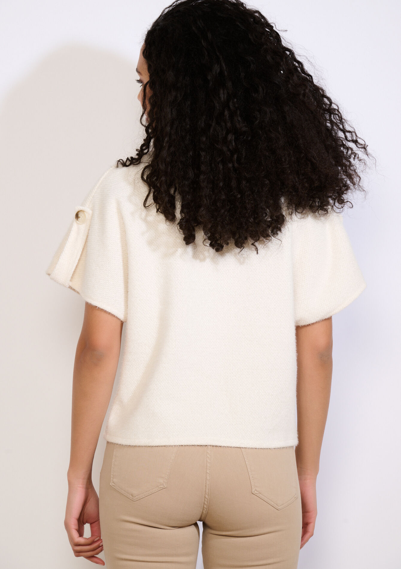 Zachte jas met korte mouw - VANILLA WHITE - 09101177_1013