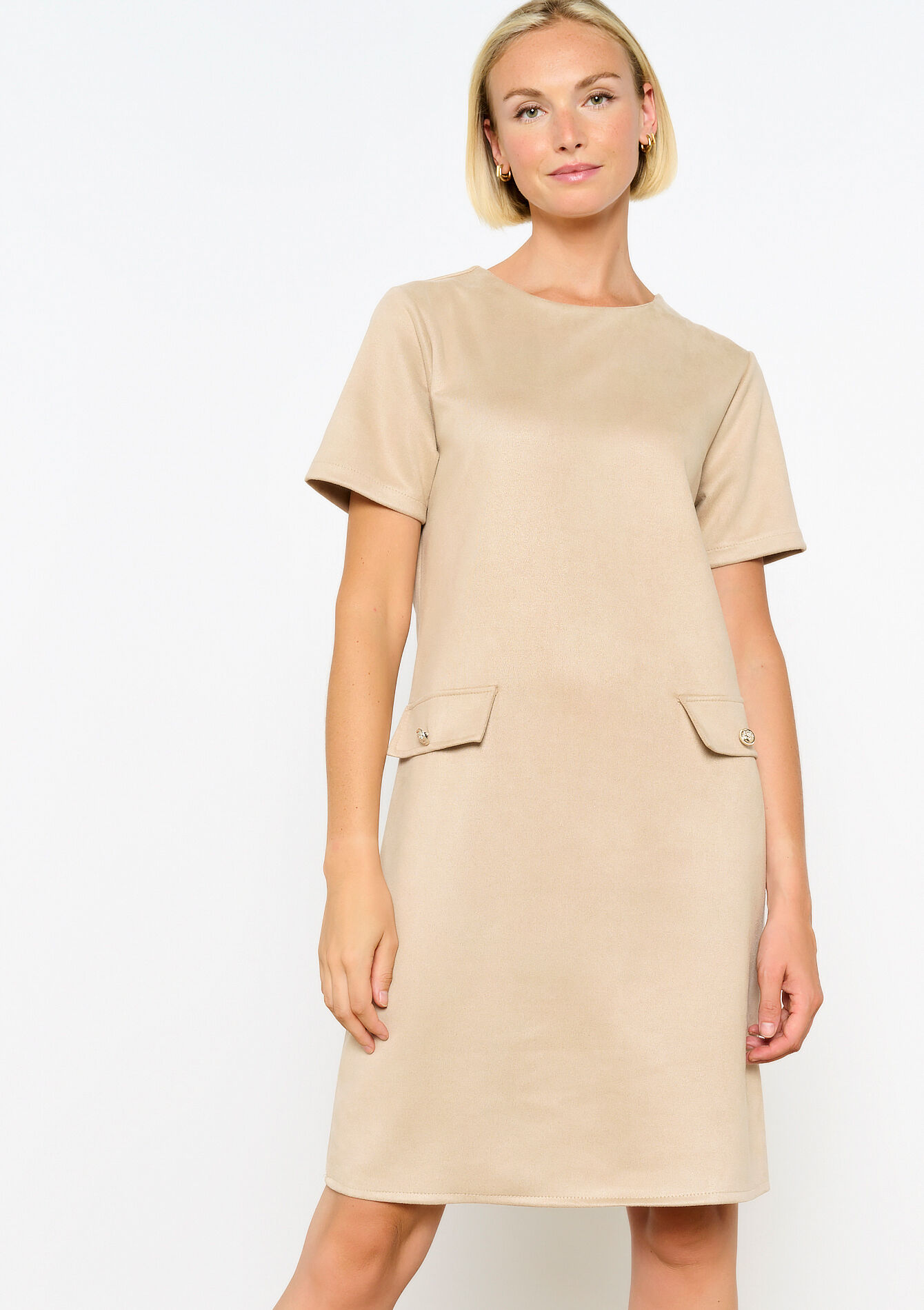 Robe courte en suédine, Robe courte en suédine - LT BEIGE - 08103850_2527