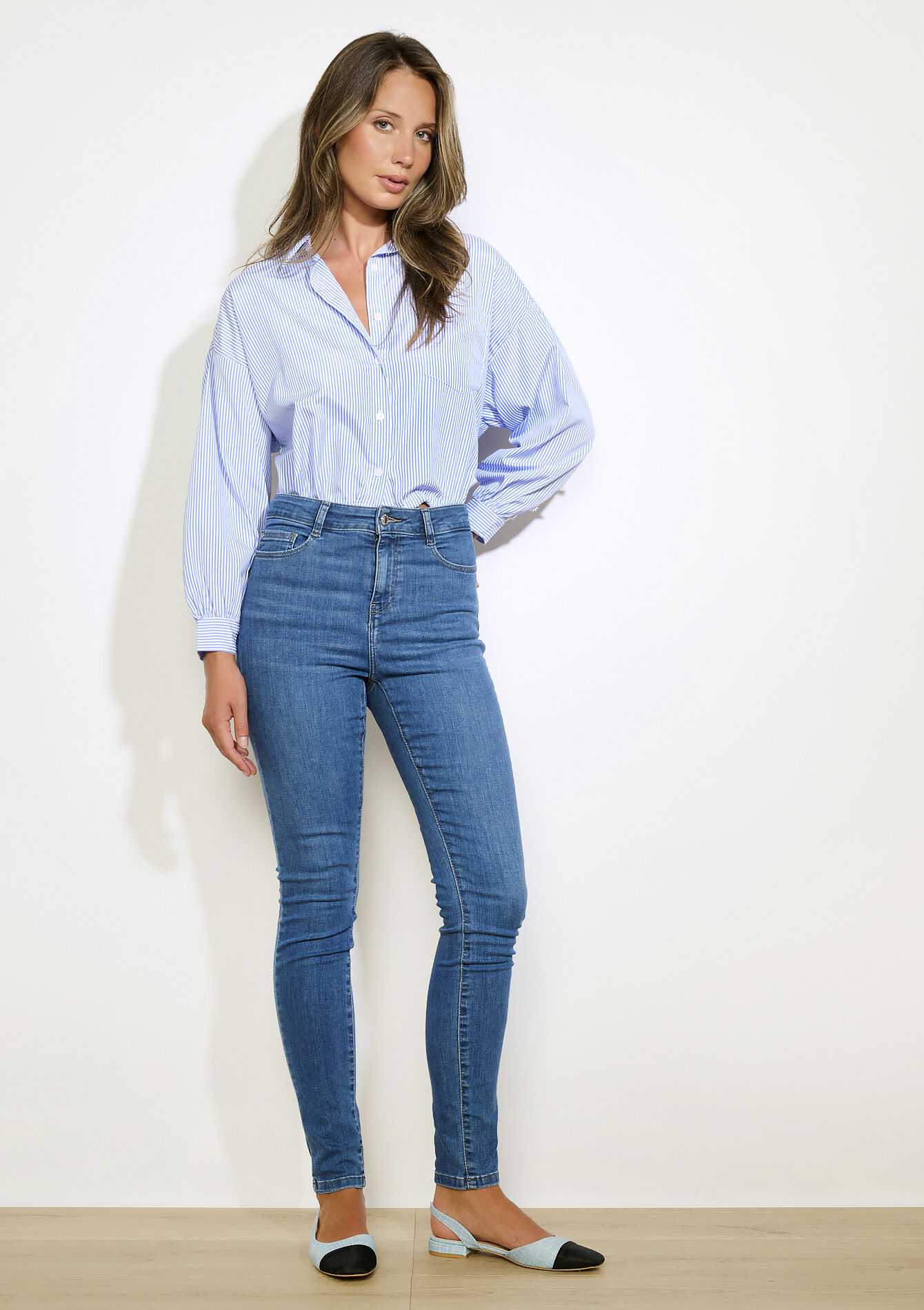 High waist skinny jeans, High waist skinny jeans - MEDIUM BLUE - 22000596_0500