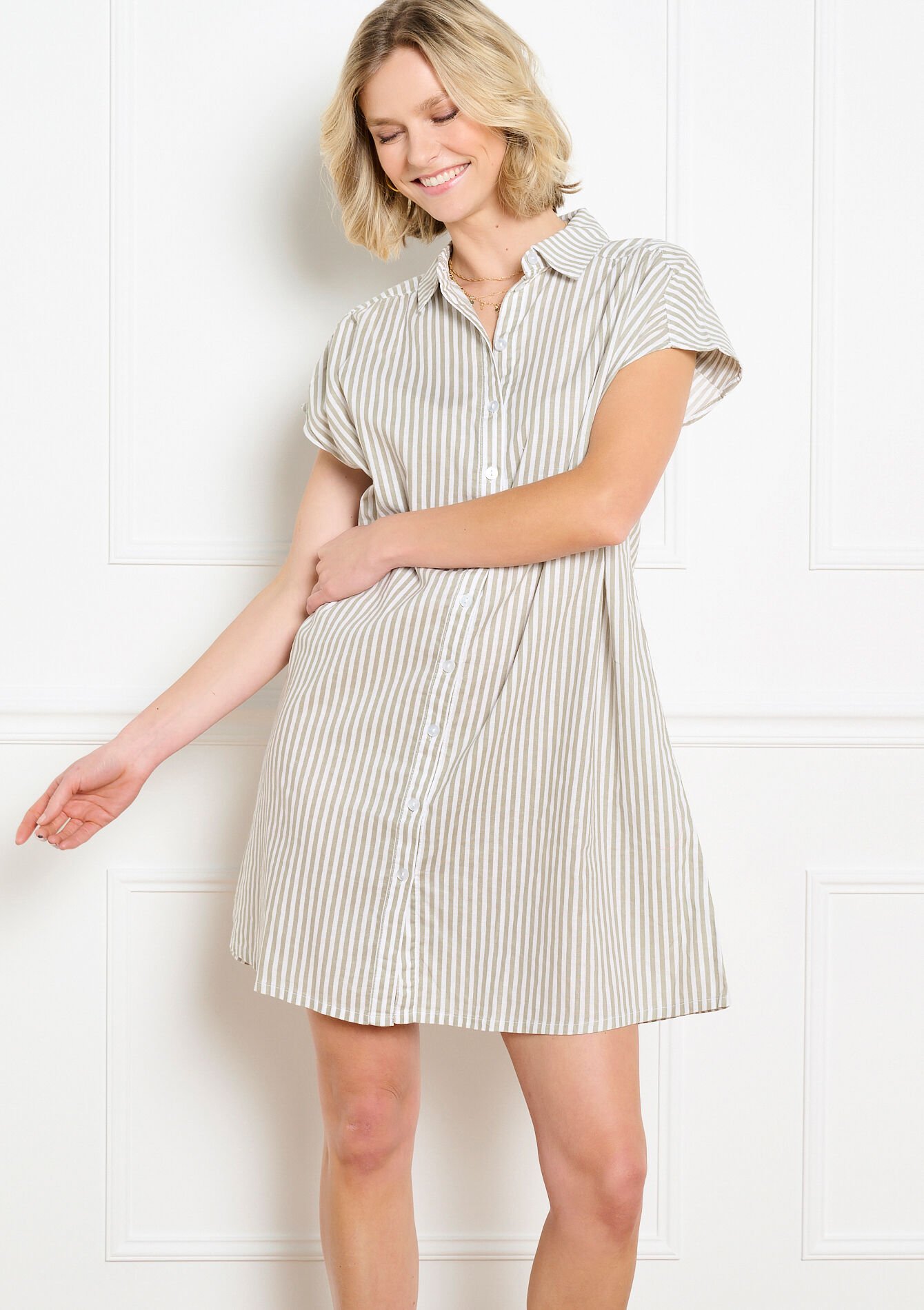 Robe chemise rayée fluide, Robe chemise rayée fluide, , hi-res