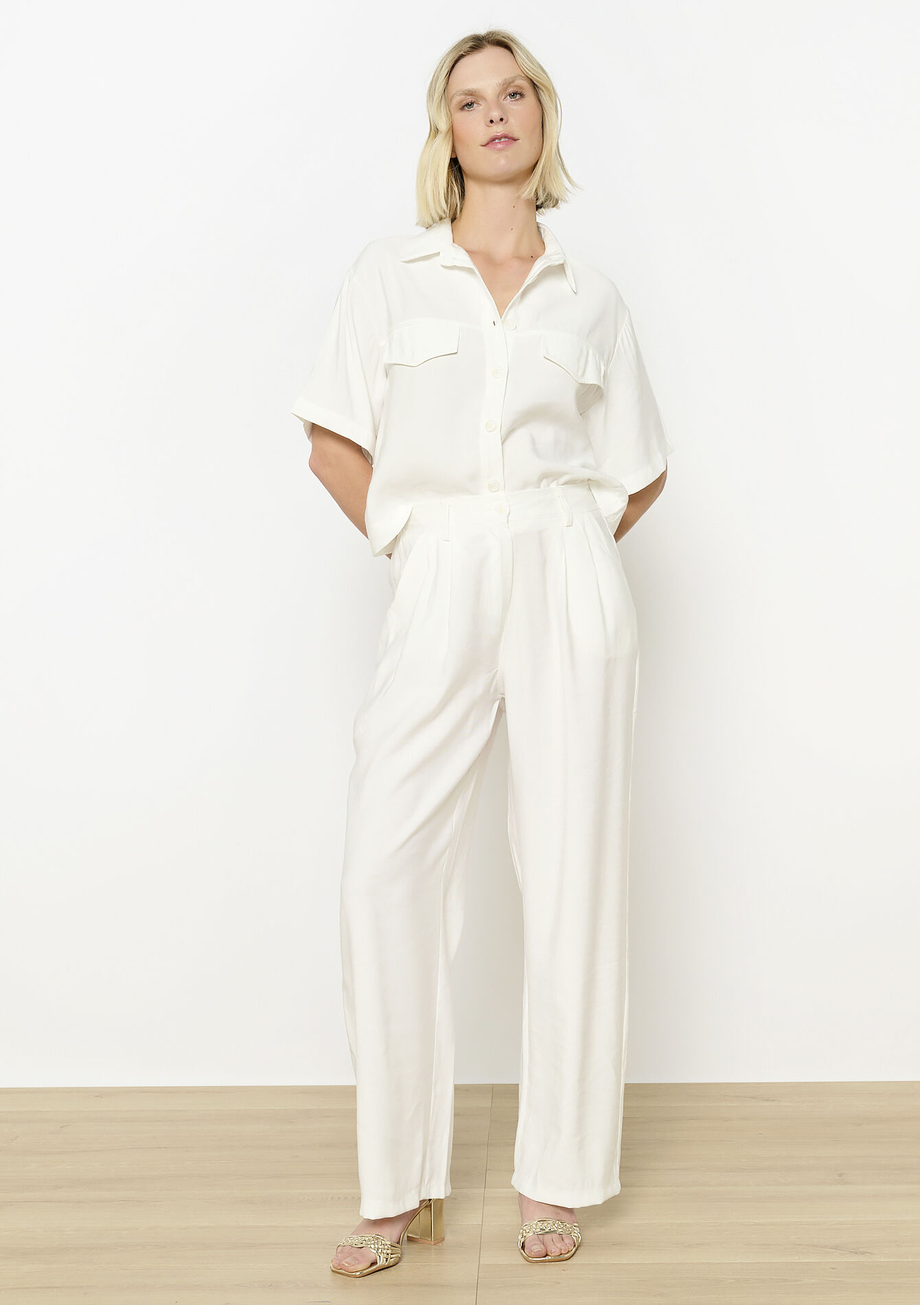 Wijde soepele broek, Wijde soepele broek - OPTICAL WHITE - 06100726_1019