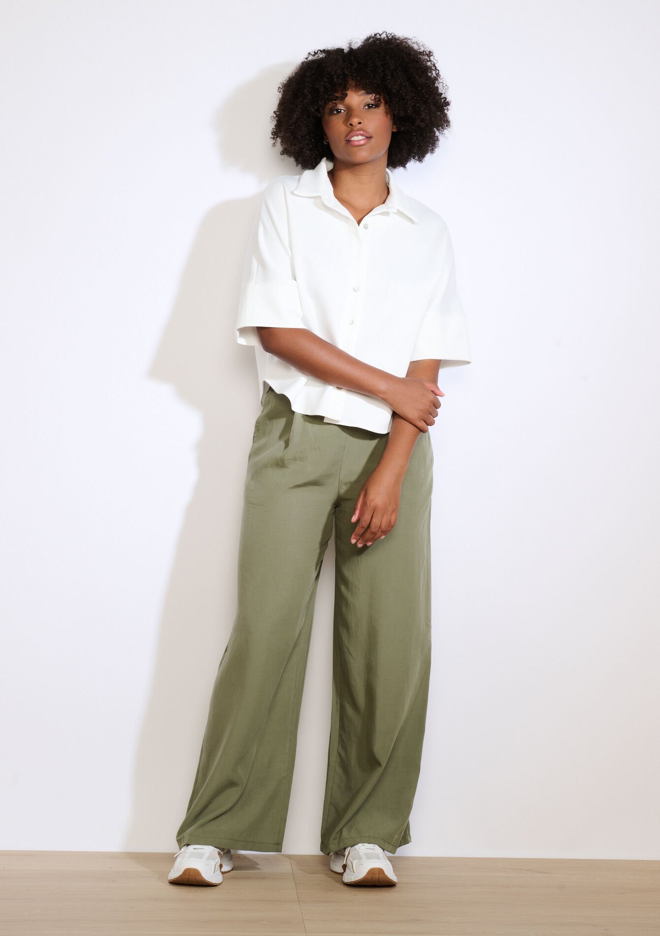 Losvallend overhemd met korte mouwen, Losvallend overhemd met korte mouwen - OFFWHITE - 02301896_1001