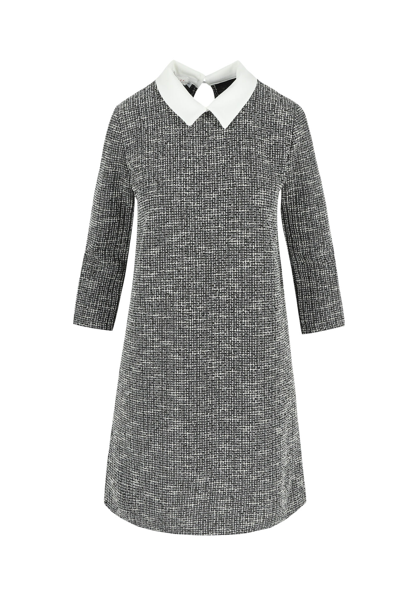 Robe en tweed avec col, Robe en tweed avec col - BLACK - 08103921_1119