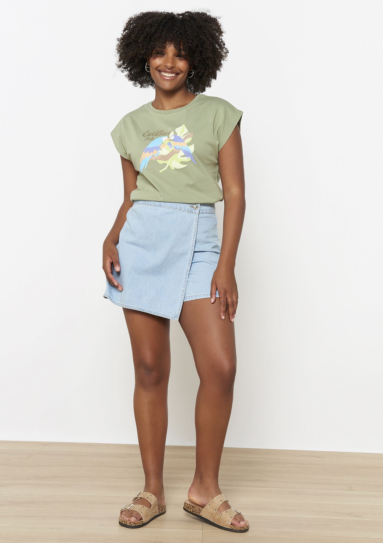 T-shirt met korte mouwen, T-shirt met korte mouwen - KHAKI FADED - 02301695_4326