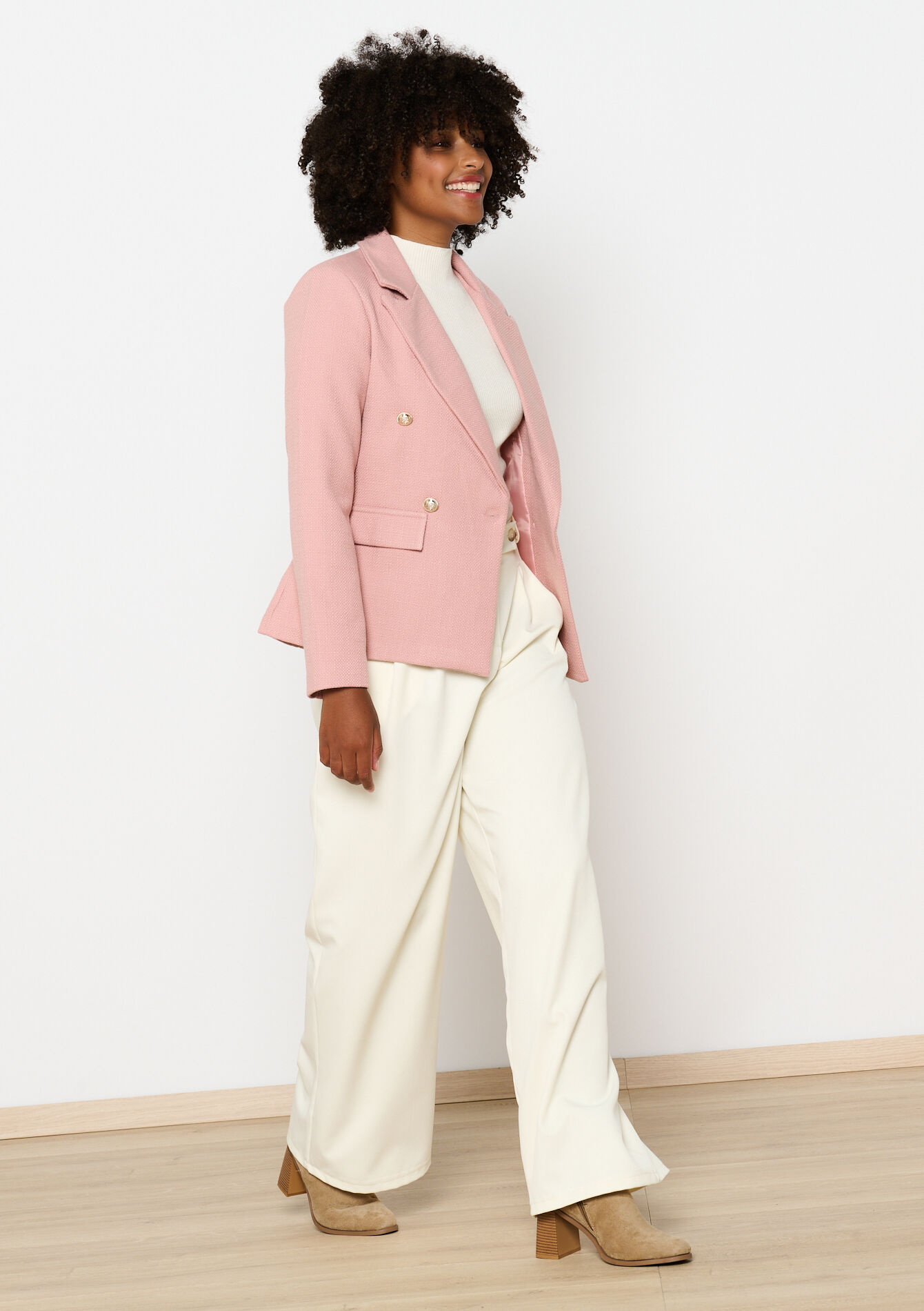 Tweed blazer - NUDE PINK - 09100980_1301