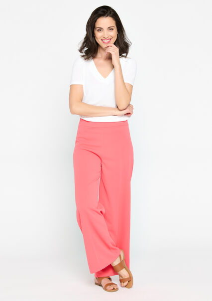 Wide-leg trousers with elastic - CORAL PINK  - 06600569_1968