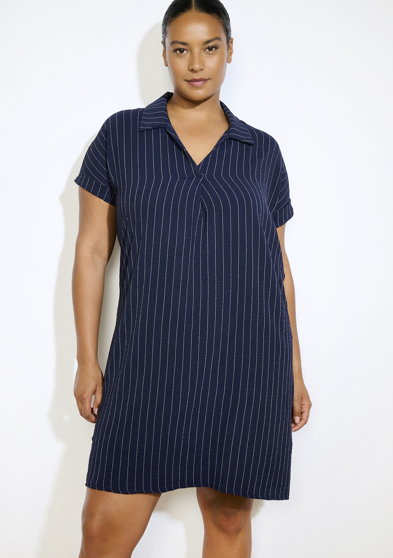 Gestreepte overhemdjurk, Gestreepte overhemdjurk - NAVY BASIC - 08104246_2723