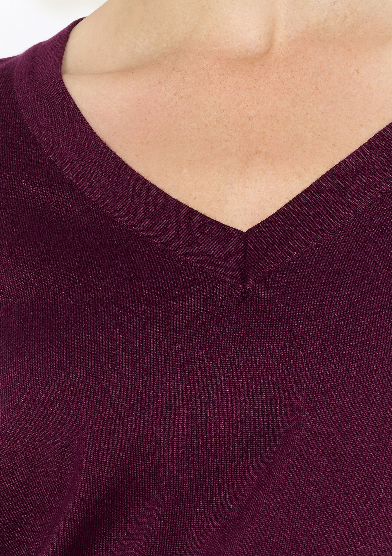 V-hals trui met knoopjes, V-hals trui met knoopjes - AUBERGINE - 04006975_1537