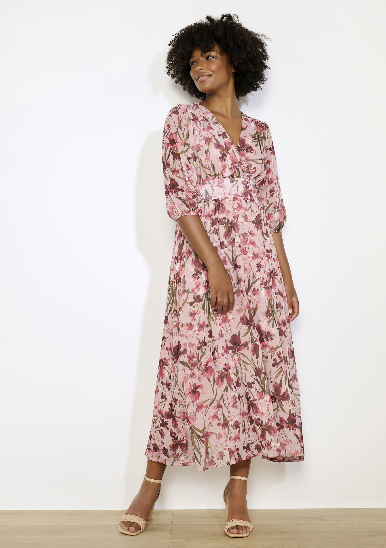 Lange bloemenjurk met zwier, Lange bloemenjurk met zwier - COSMETIC PINK - 08104286_5733