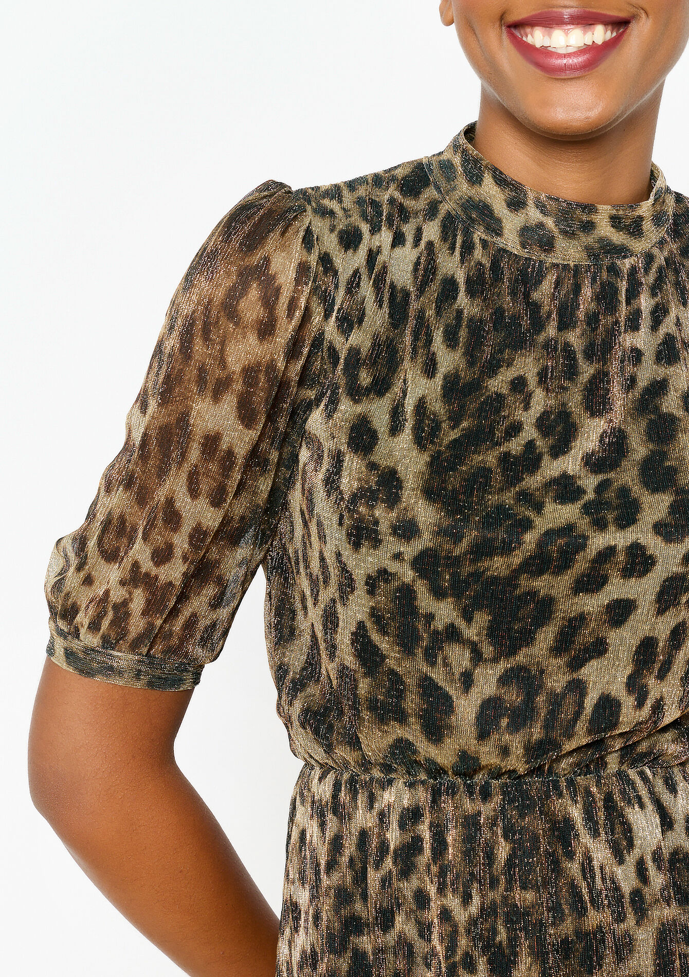 Voile jurk met luipaardprint, Voile jurk met luipaardprint - COPPER - 08103461_6301