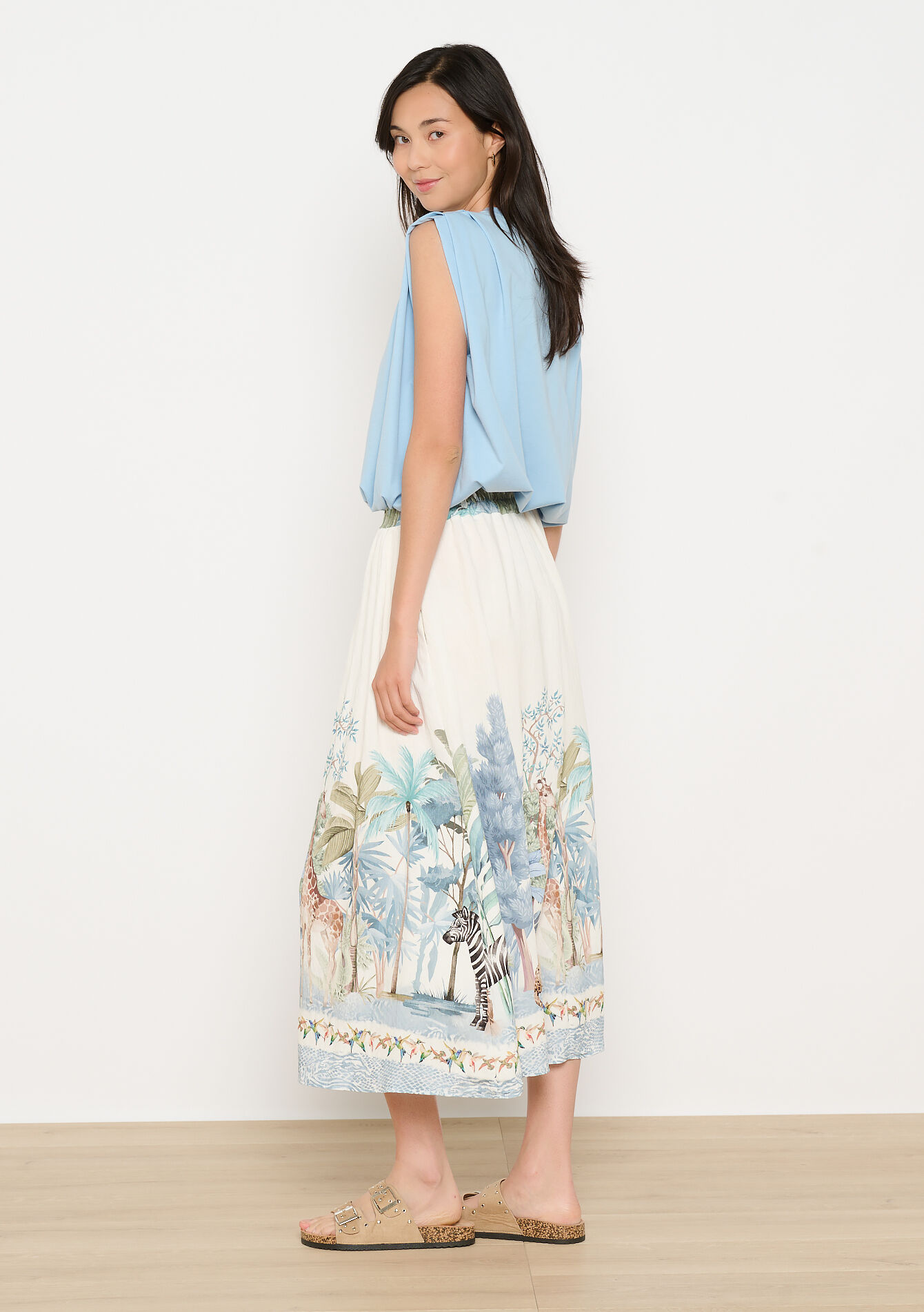 Midi rok met safariprint, Midi rok met safariprint - OFFWHITE - 07101387_1001