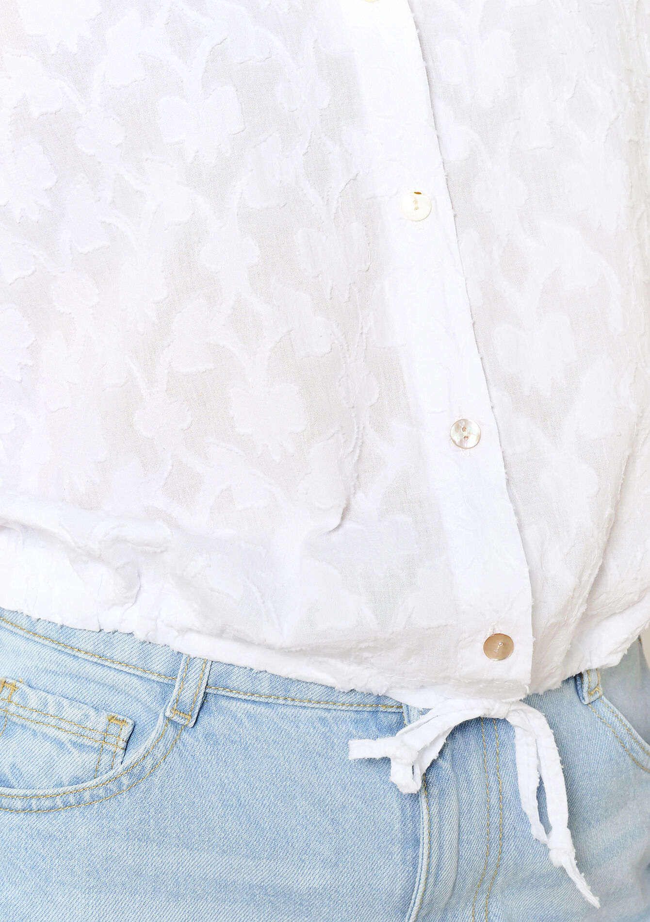 Tie-front shirt - OPTICAL WHITE - 05702862_1019