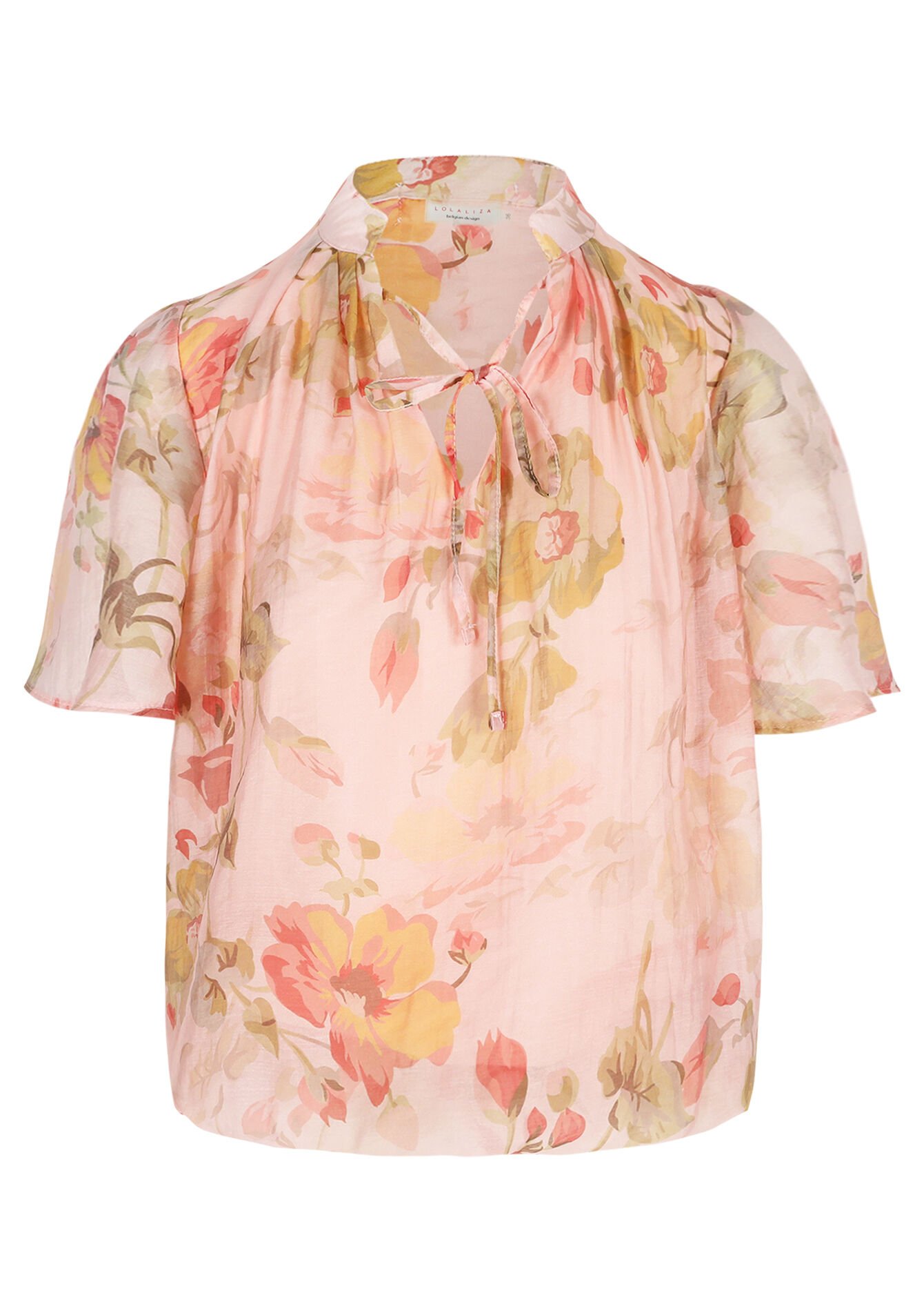 Bloemenblouse met strikdetail, Bloemenblouse met strikdetail - LIGHT PINK - 05702803_1303