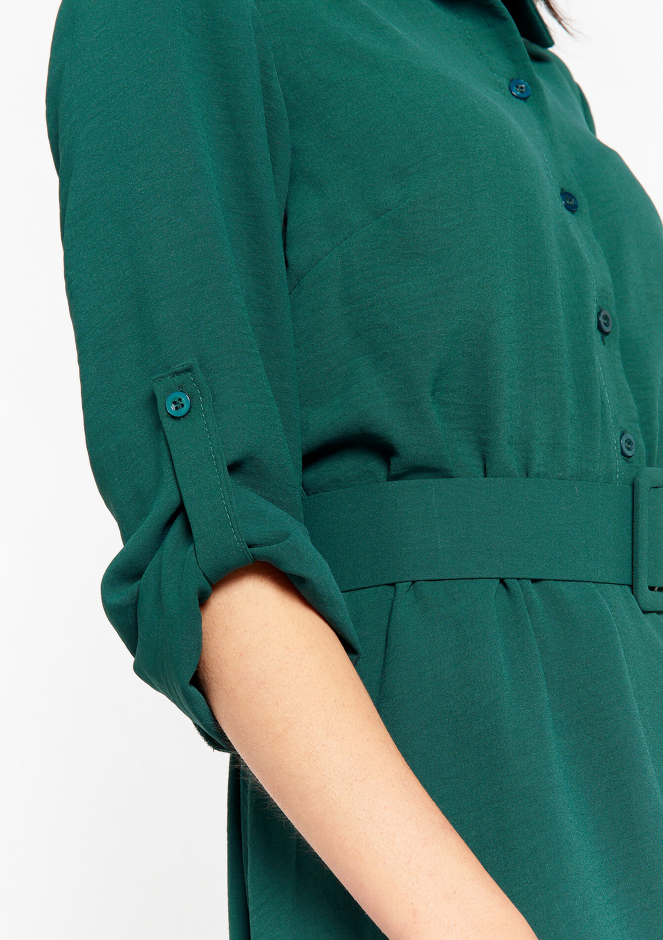 Midi-jurk met polokraag - BOTTLE GREEN - 08602175_1778