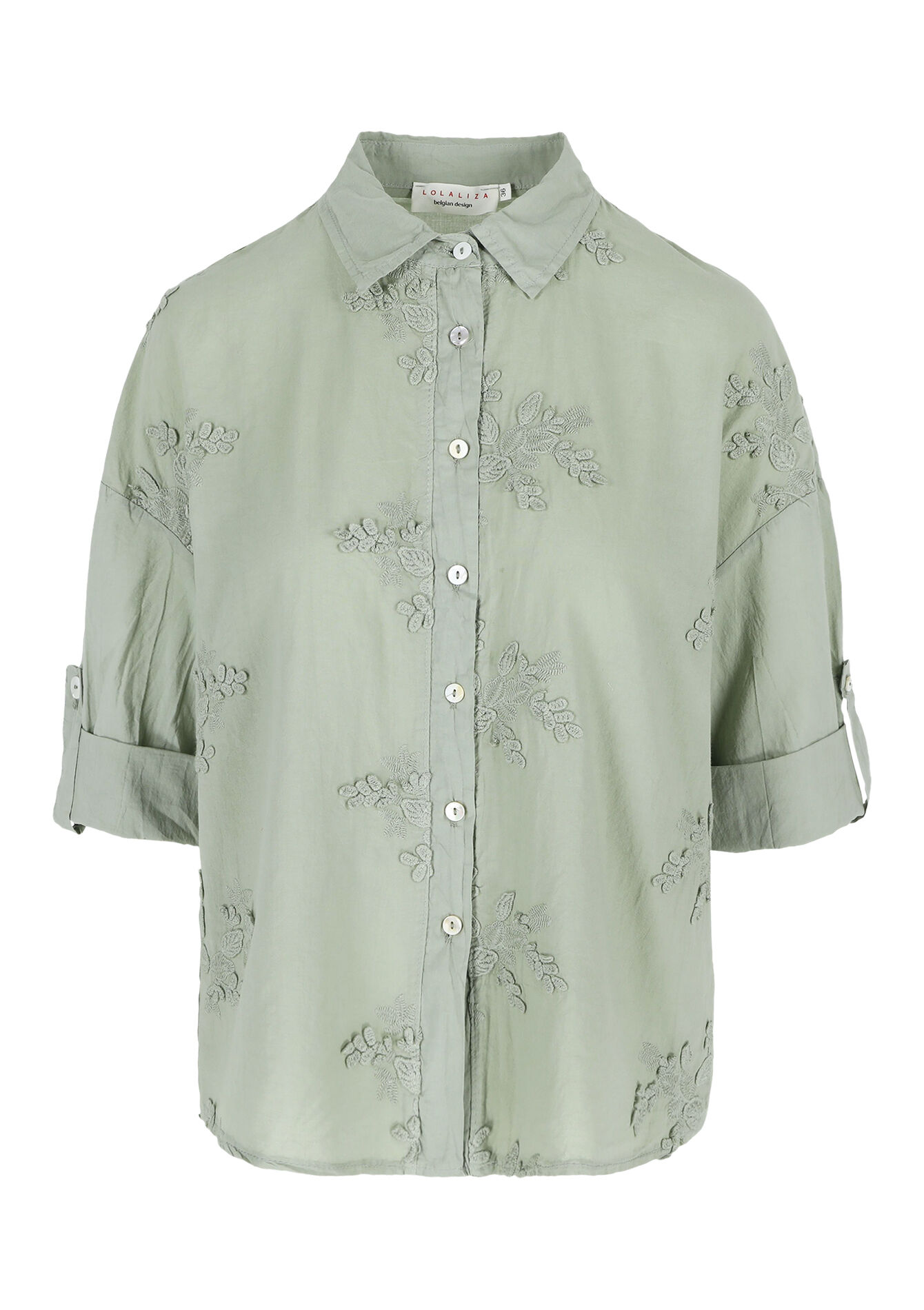 Geborduurd hemd, Geborduurd hemd - LIGHT KHAKI - 05702534_4405